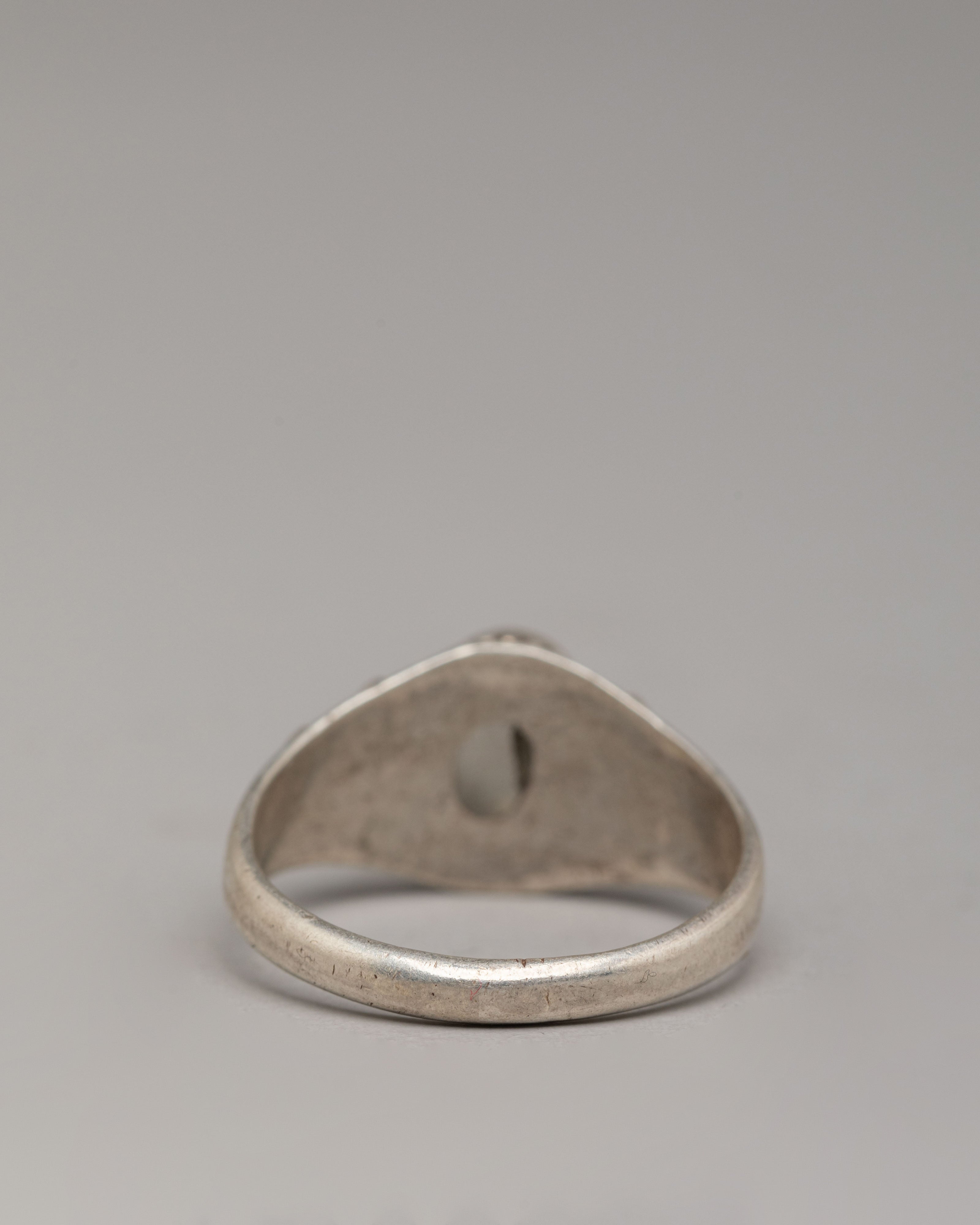 Spiritual Stone Ring | Natural Zircon Silver Ring with Ornamental Details