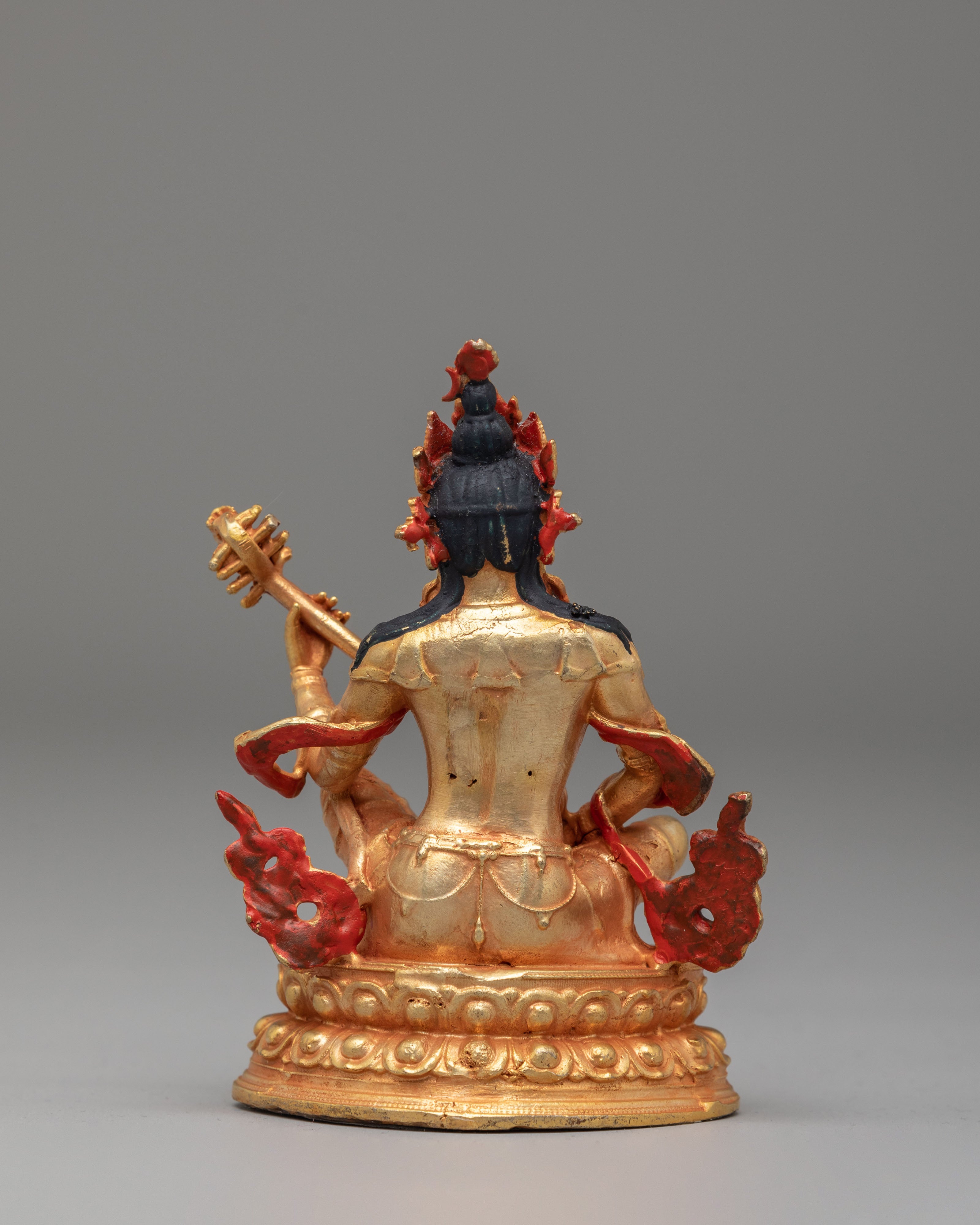 Goddess of Knowledge Saraswati Statue | 24K Gold Plated Saraswati