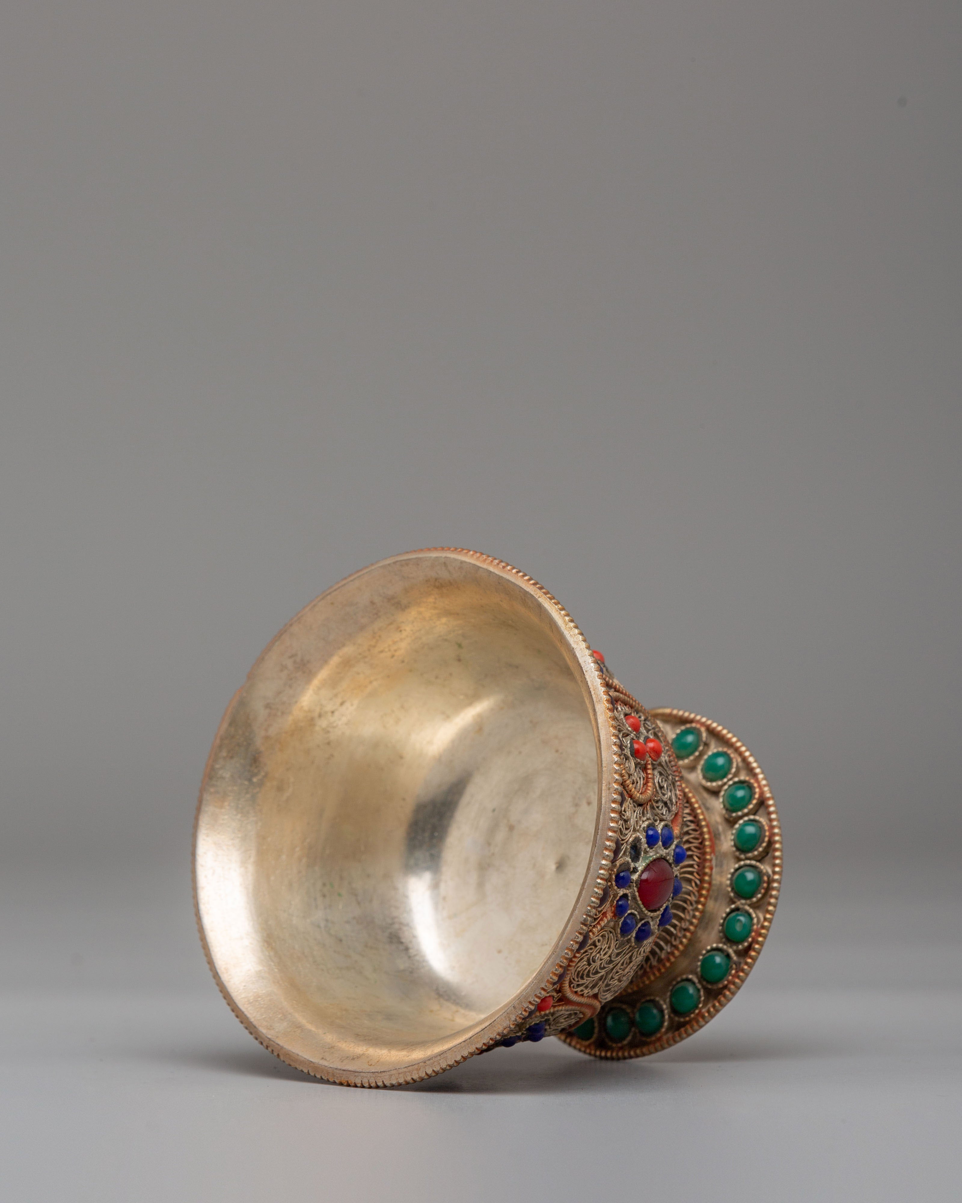 Handmade Filigree Offering Bowl Set | Tibetan Ritual Bowls