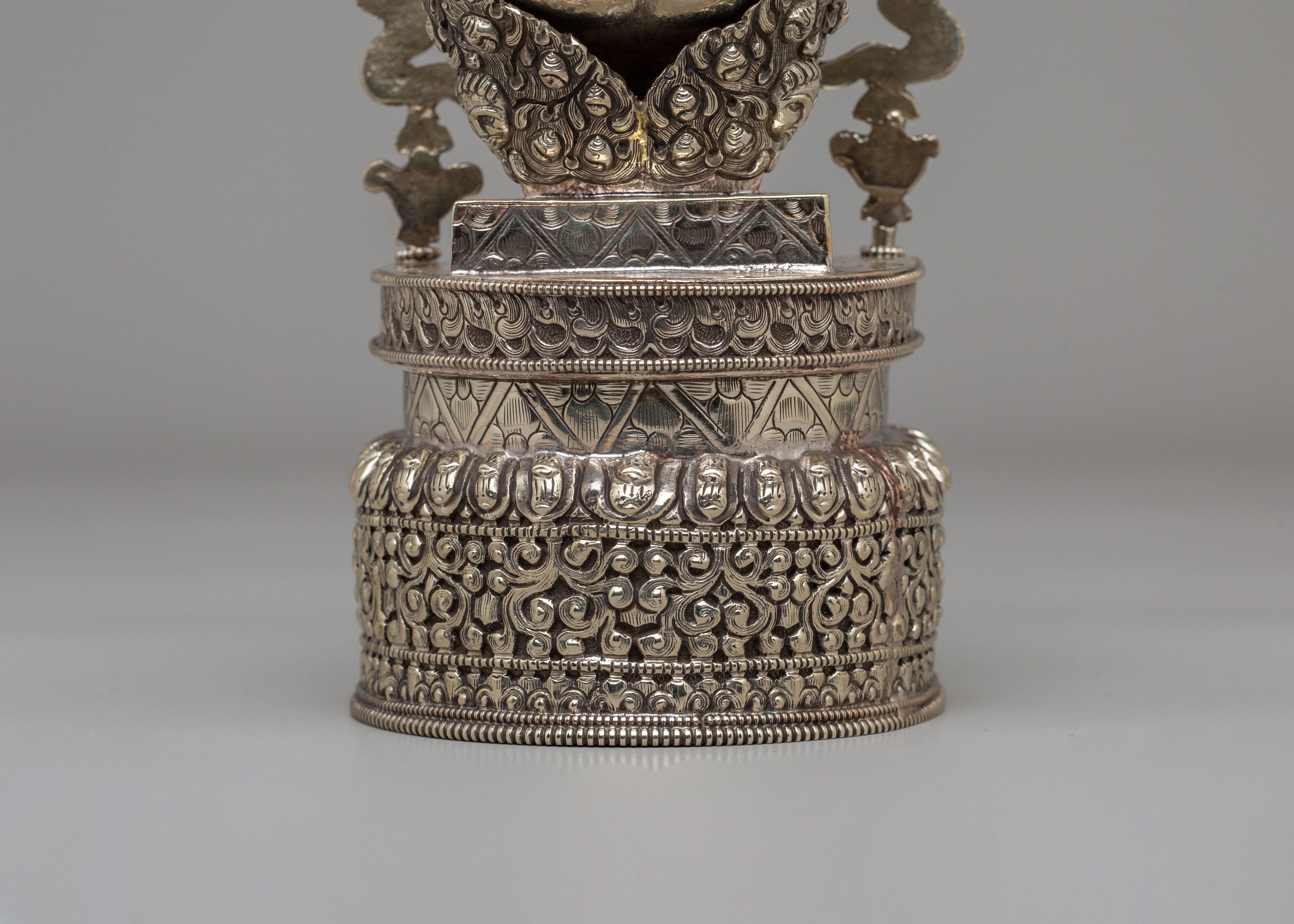 Spiritual Kapala Ritual Tool | White Metal Tibetan Skull Cup