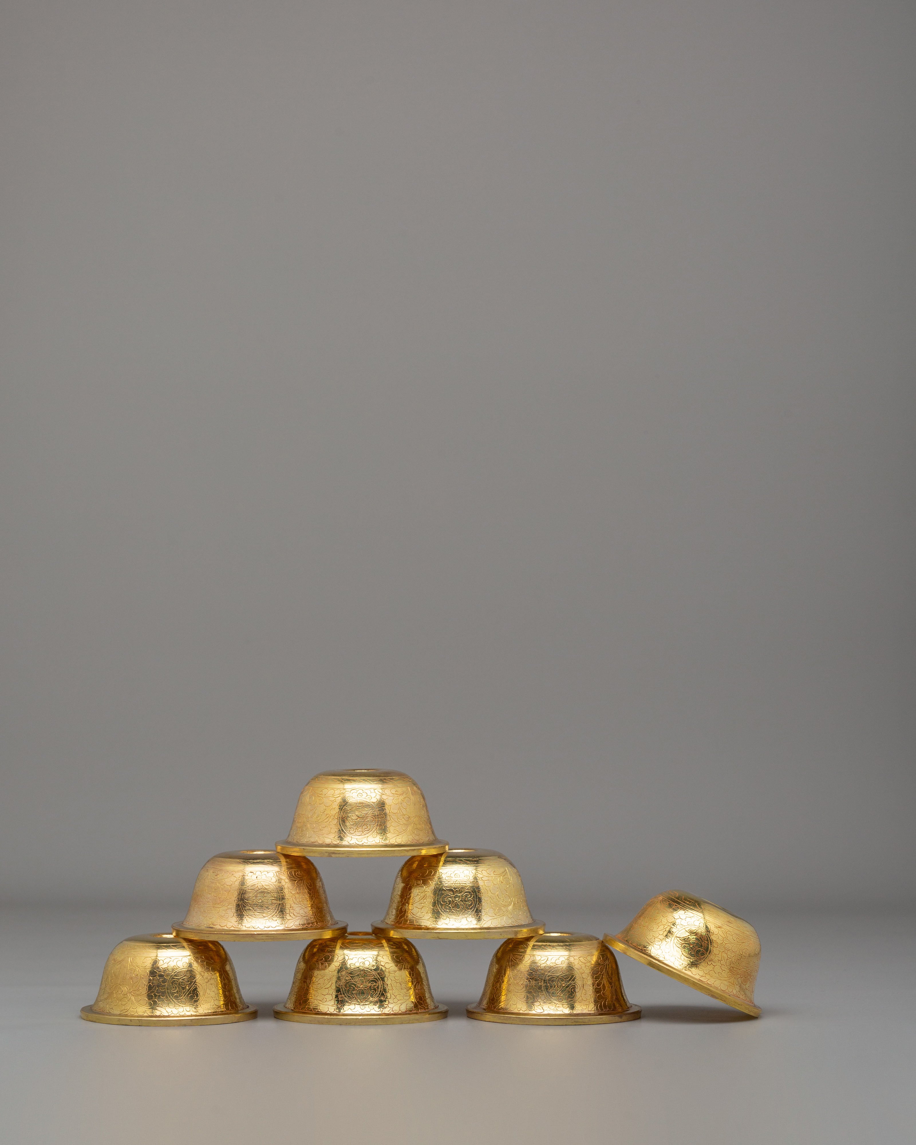 Tibetan Offering Bowl Set For Blessings | Sacred Copper Ritual Bowls