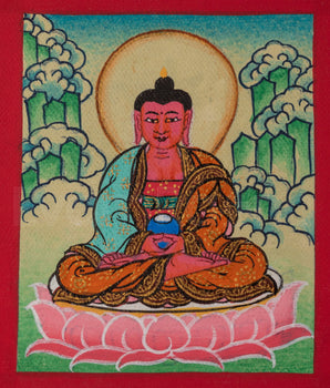 Traditional Amitabha Buddha Thanka For Locket | Small Spiritual Art