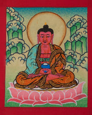 Traditional Amitabha Buddha Thanka For Locket | Small Spiritual Art