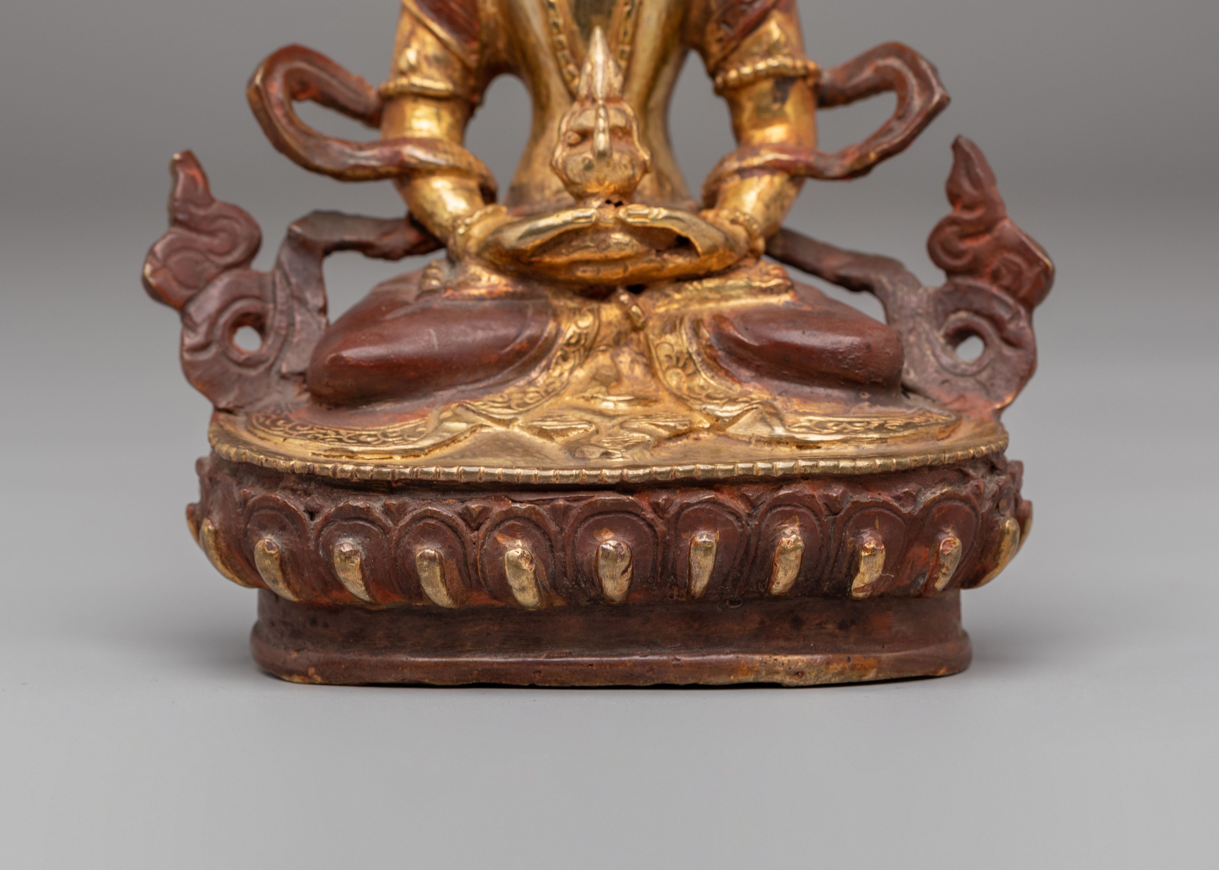 Buddhist Long Life Amitayus Statue | 24K Gold Plated Tibetan Deity