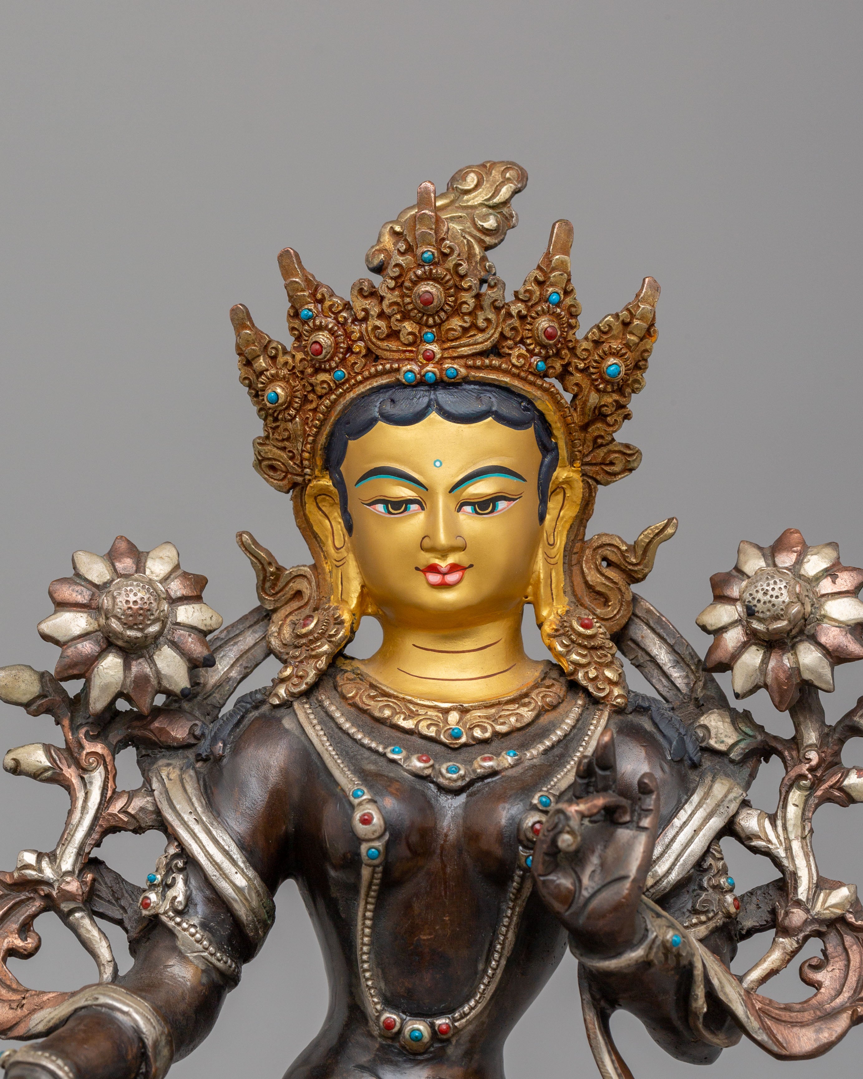 Handmade Ritual Green Tara Statue | Tibetan Meditation Altar Decor