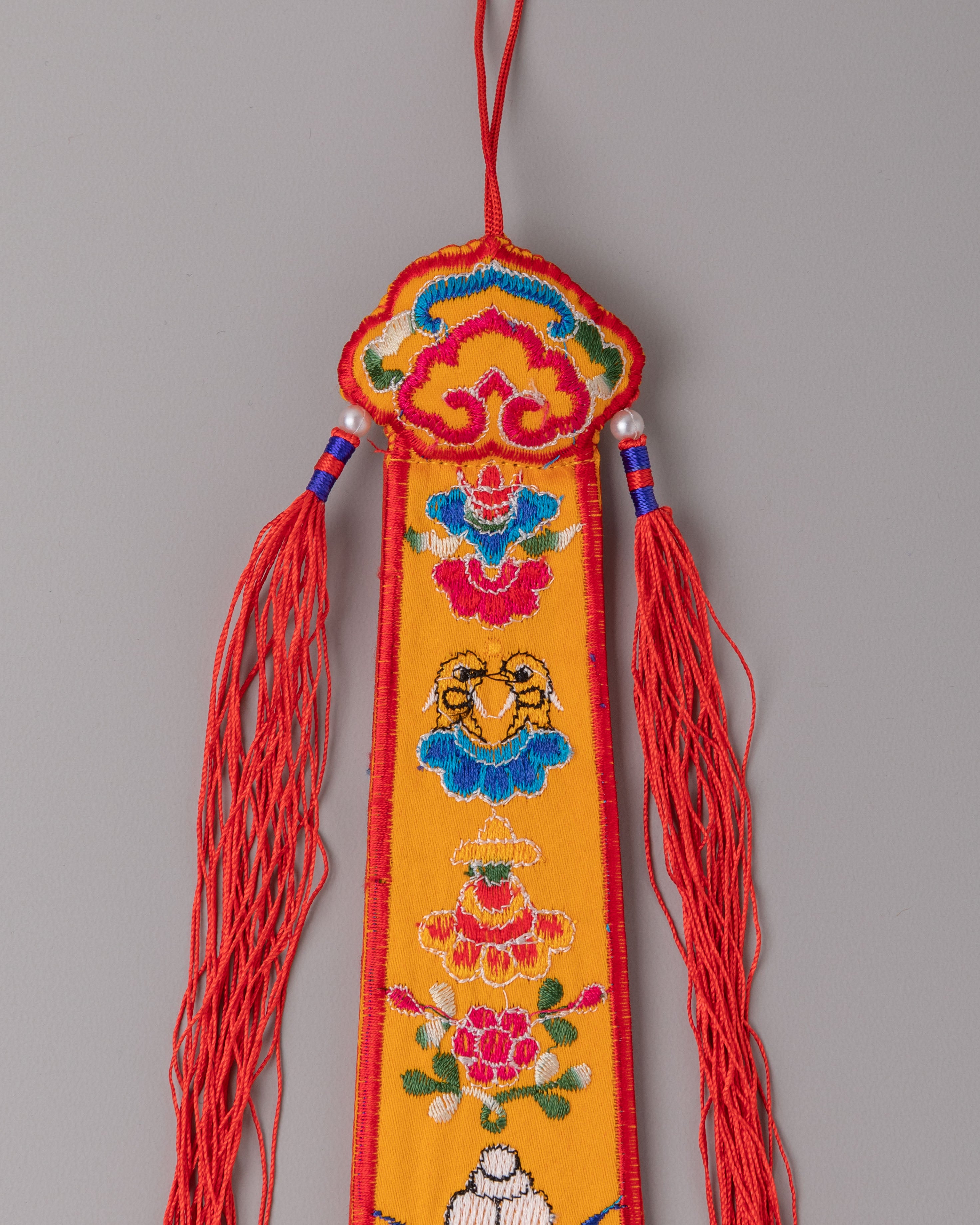 Damaru Tail for Ritual Drums | Cotton Damaru Tail with Auspicious Symbols