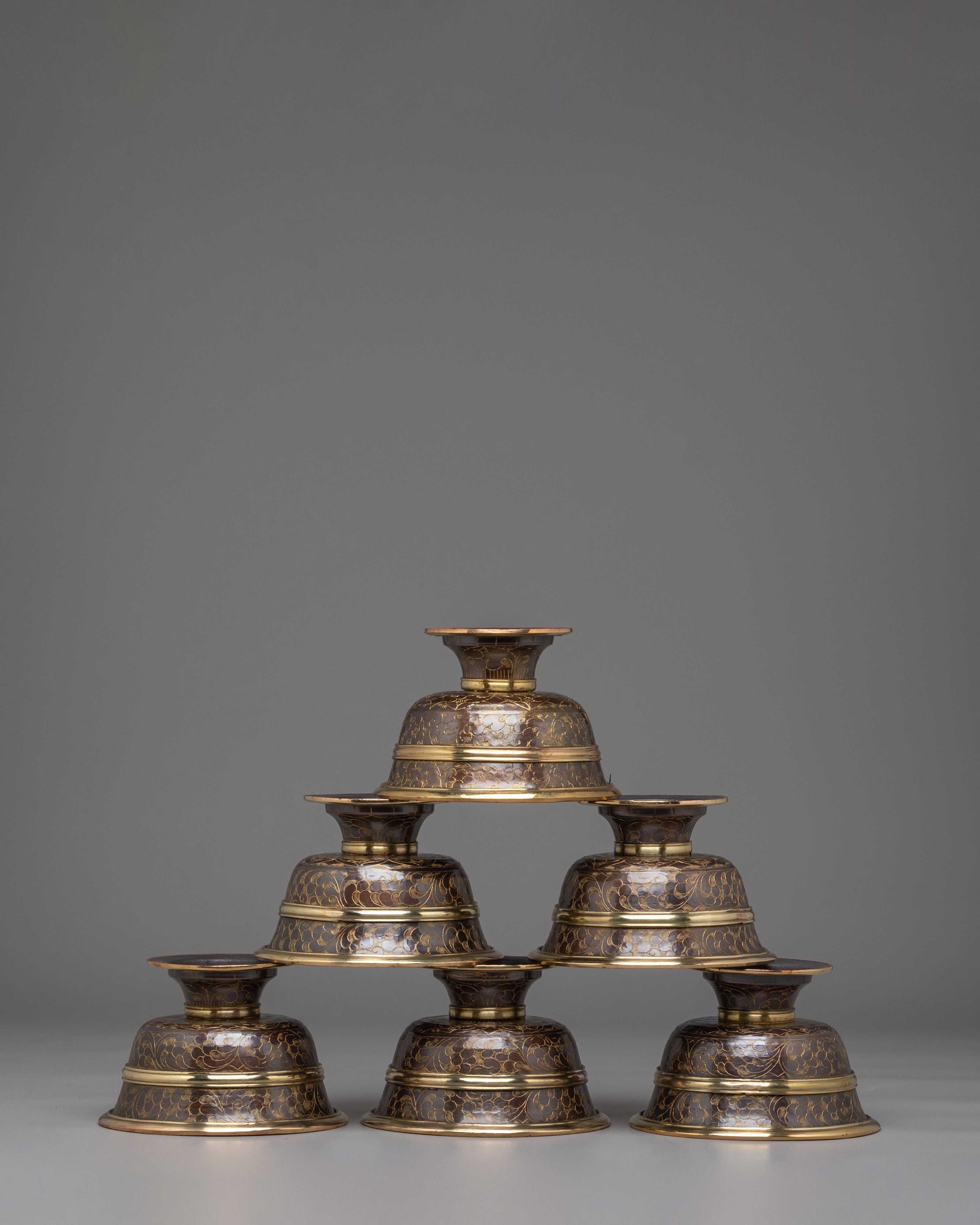 Handmade Offering Bowls Set | Tibetan Ritual Bowls for Meditation