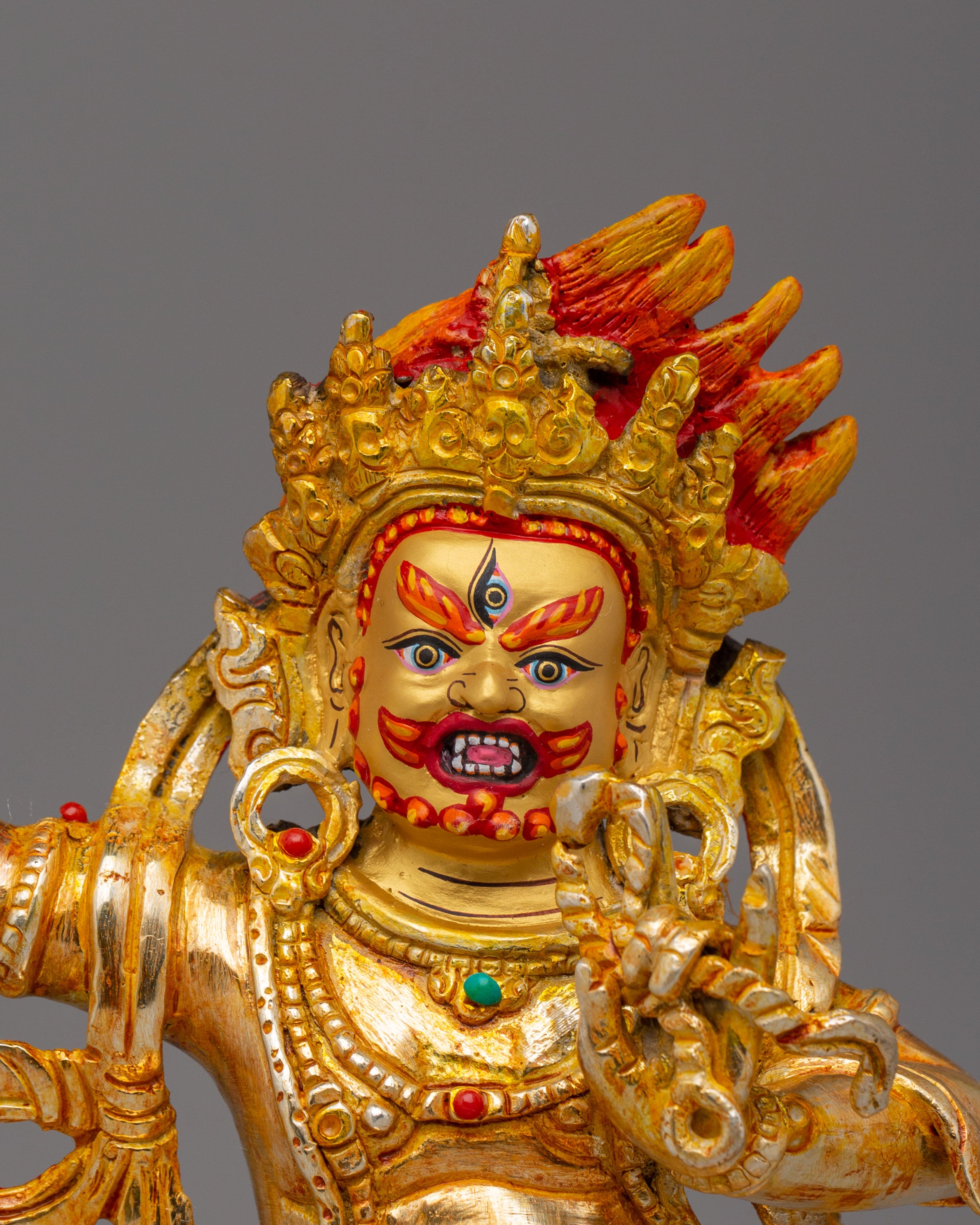 Divine Vajrapani Statue | Electro Gold Plated Protector Deity
