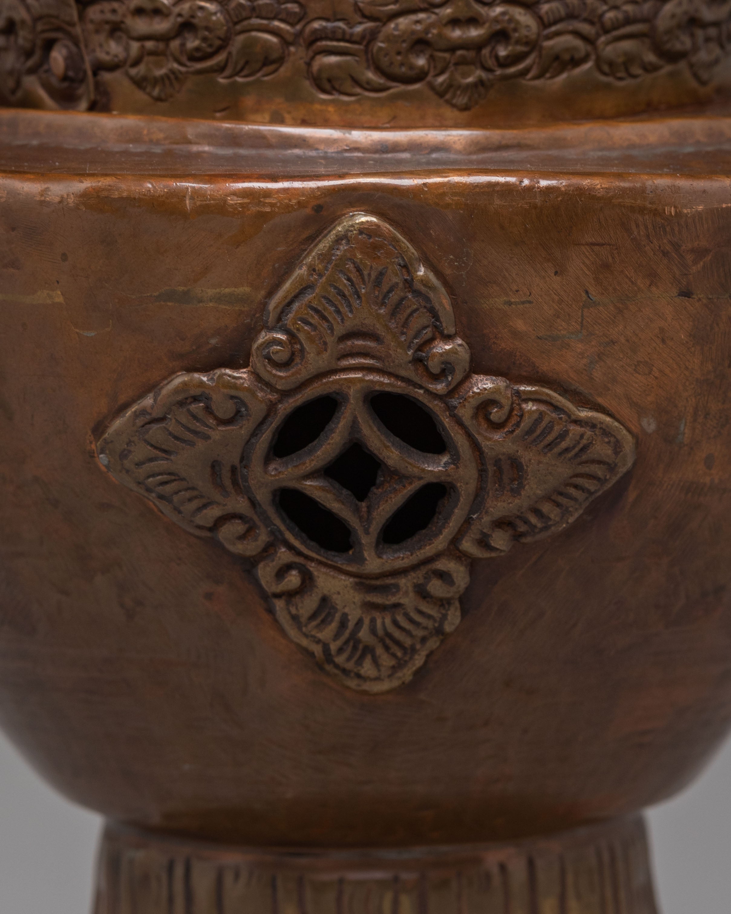 Traditional Buddhist Hanging Incense Burner | Oxidized Copper for Altar and Meditation