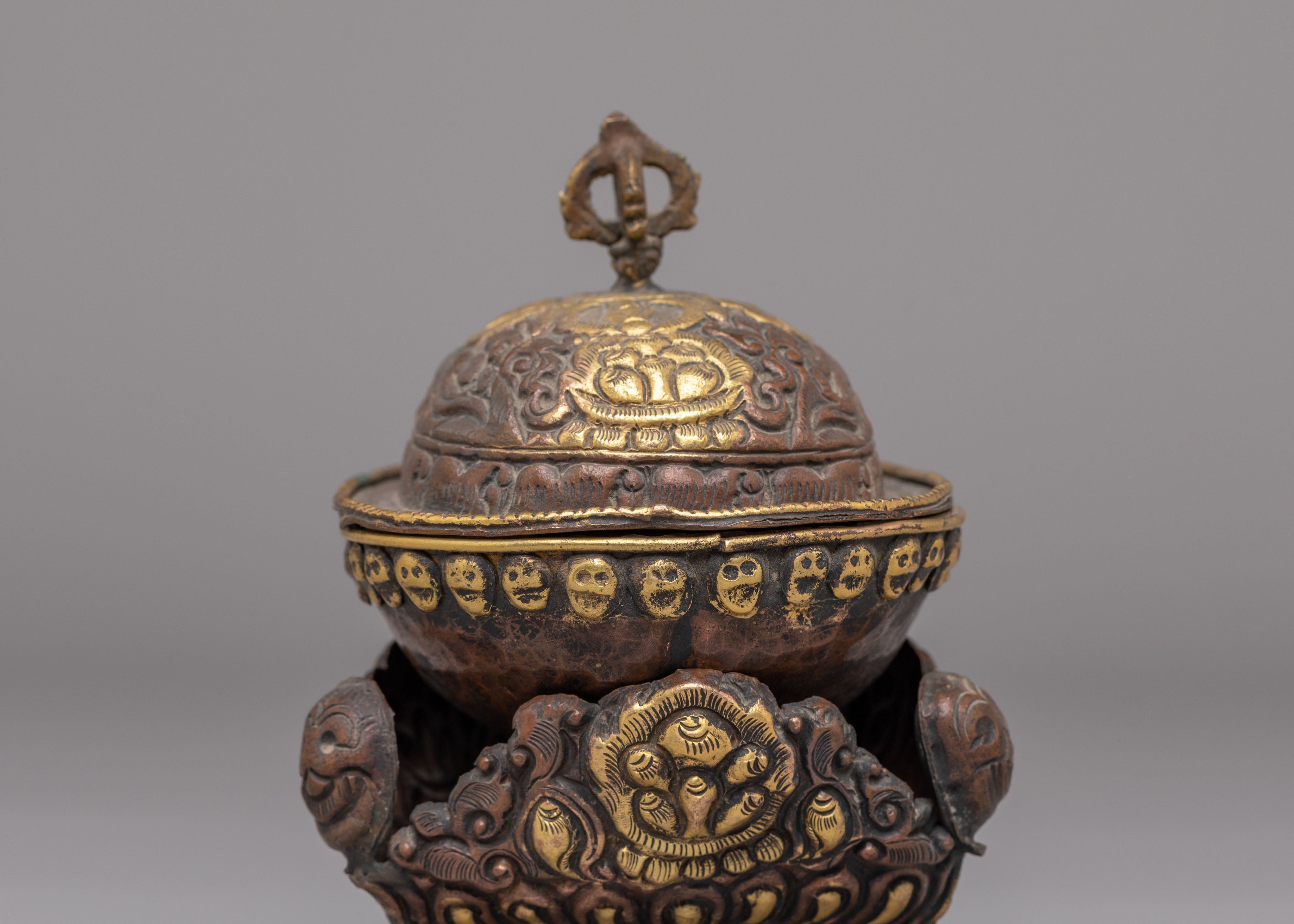 Decorative Buddhist Kapala Vessel | Tibetan Ritual Skull Cup