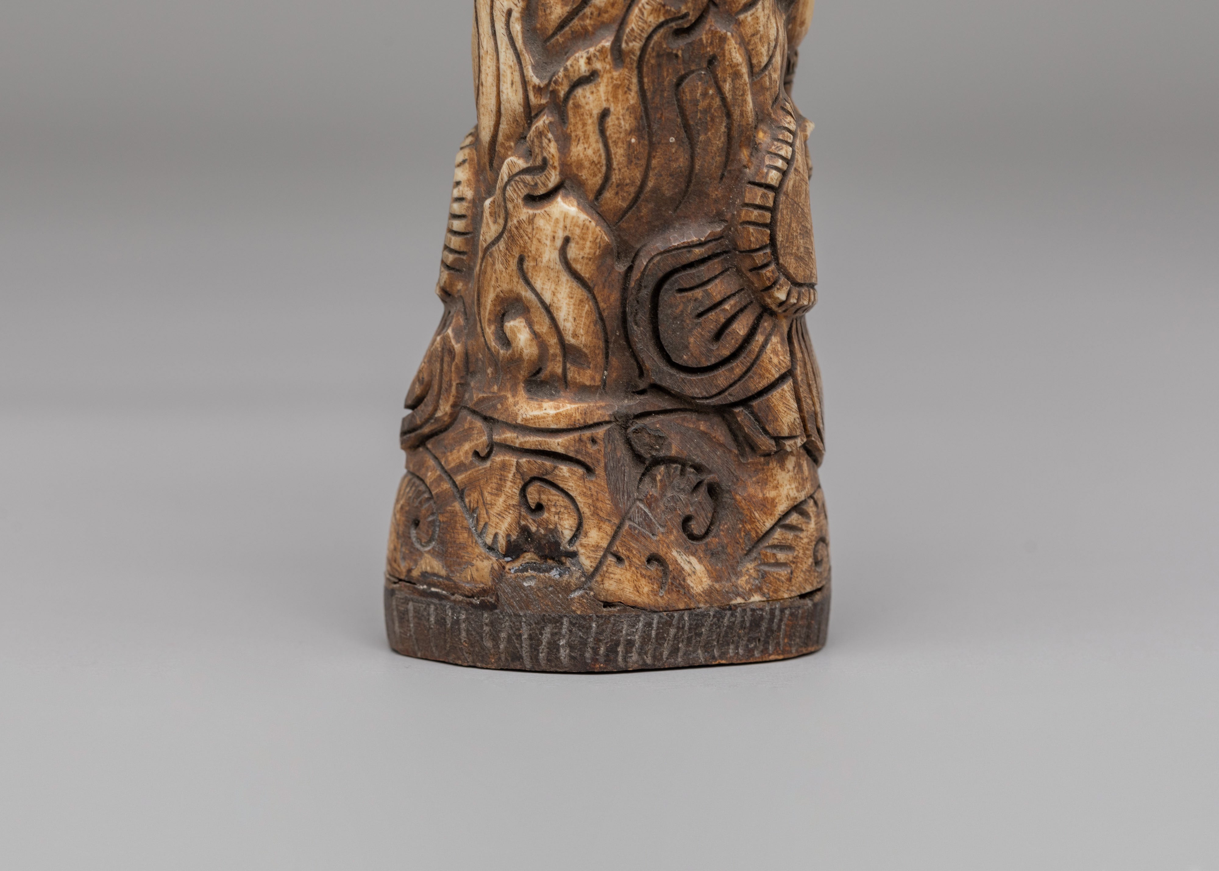 Sacred Mahakala Bone Stamp | Hand Carved Buffalo Bone Decor