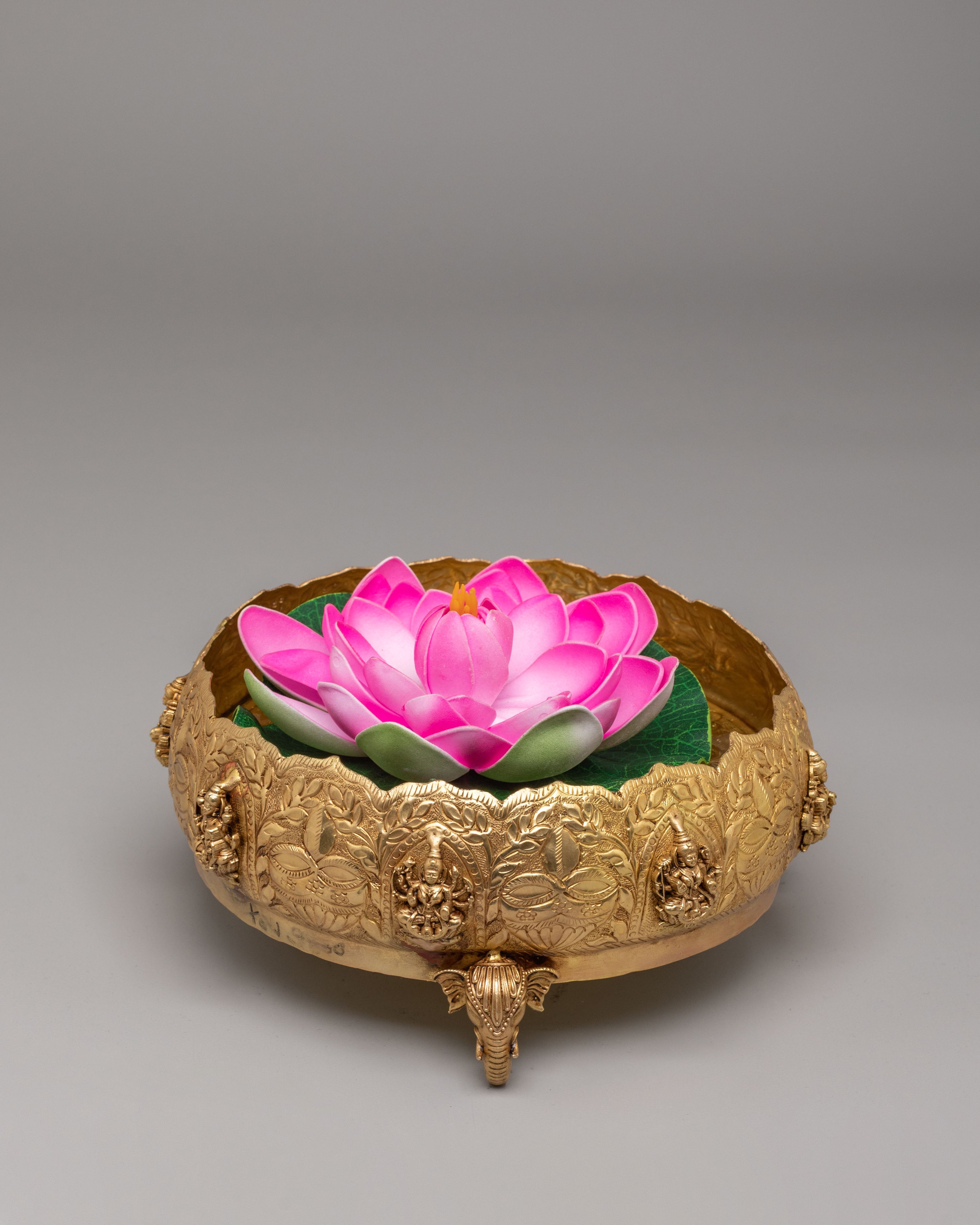 Spiritual Handcrafted Ritual Urli Bowl | Vessel with Elephant Trunk Legs