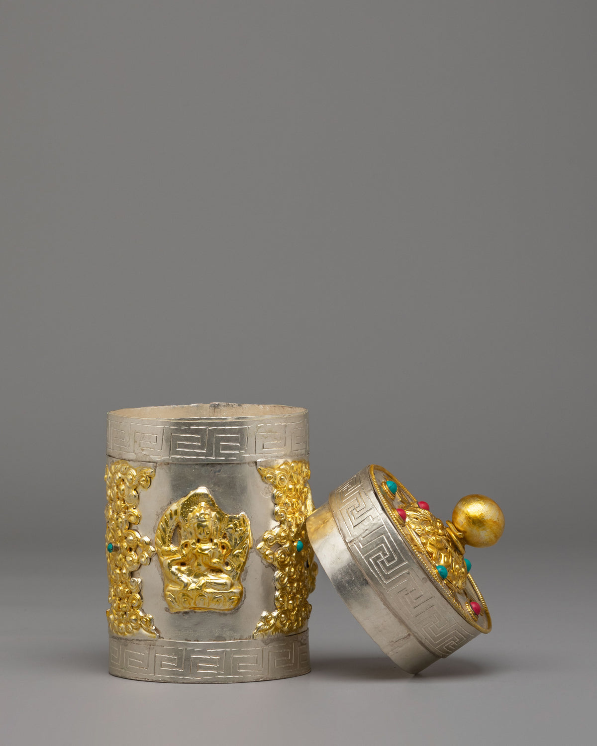Handcrafted Himalayan Jewelry Box | Copper Box with Electro Gold and Silver Plating