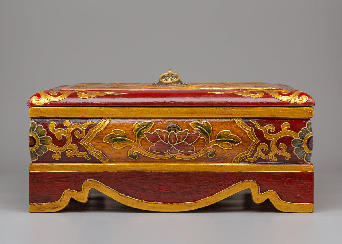 Traditional Wooden Box | Hand Painted Himalayan Decor