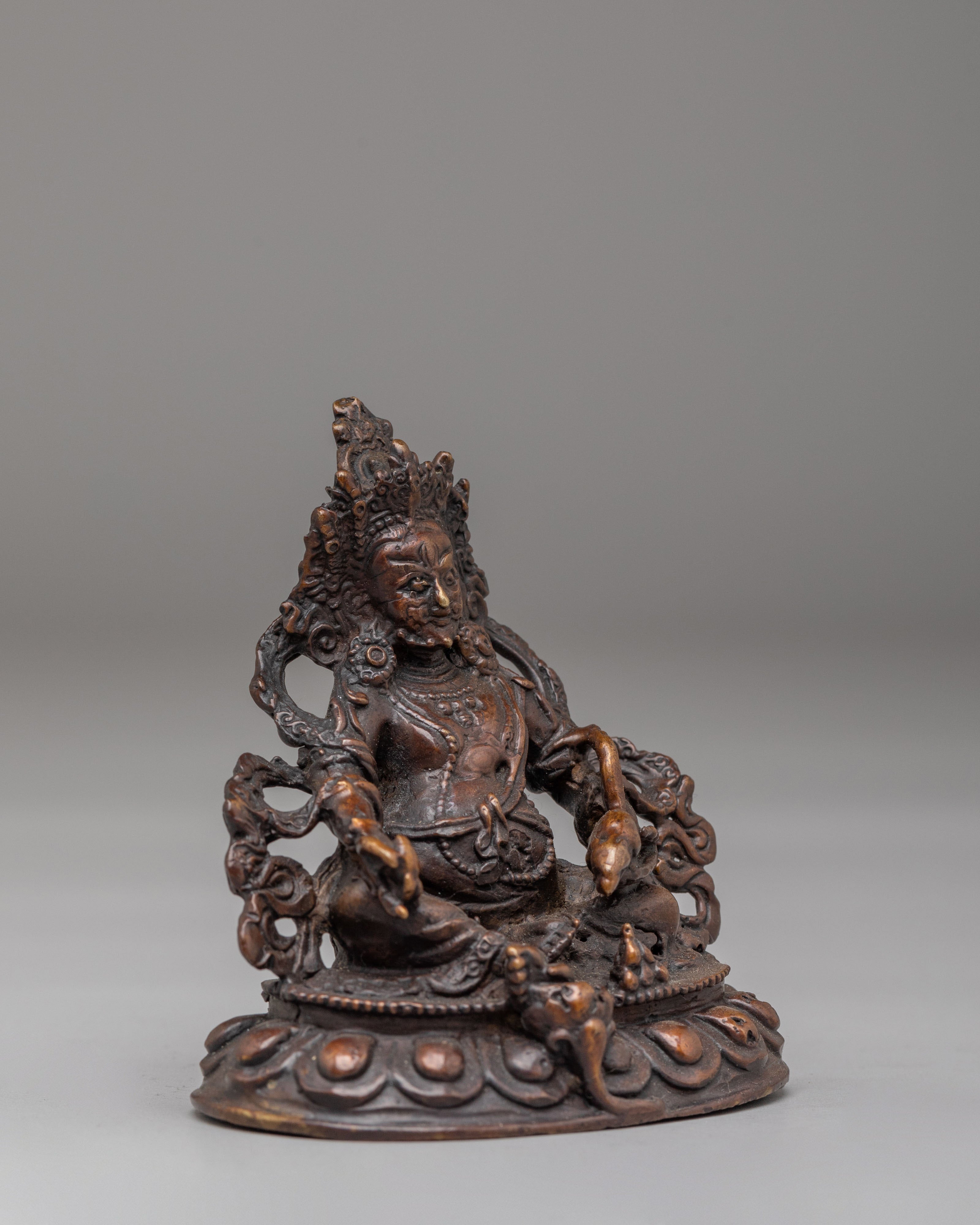 Spiritual Dzambhala Deity Altar Statue | Tibetan Buddhist Wealth God Figurine