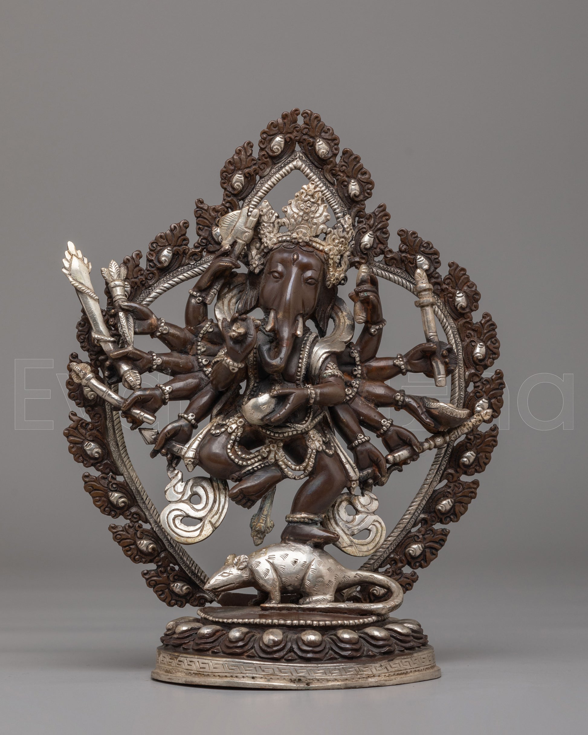 12-Armed Maha Rakta Ganesha Statue