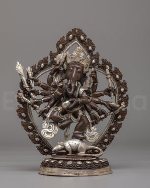 12-Armed Maha Rakta Ganesha Statue
