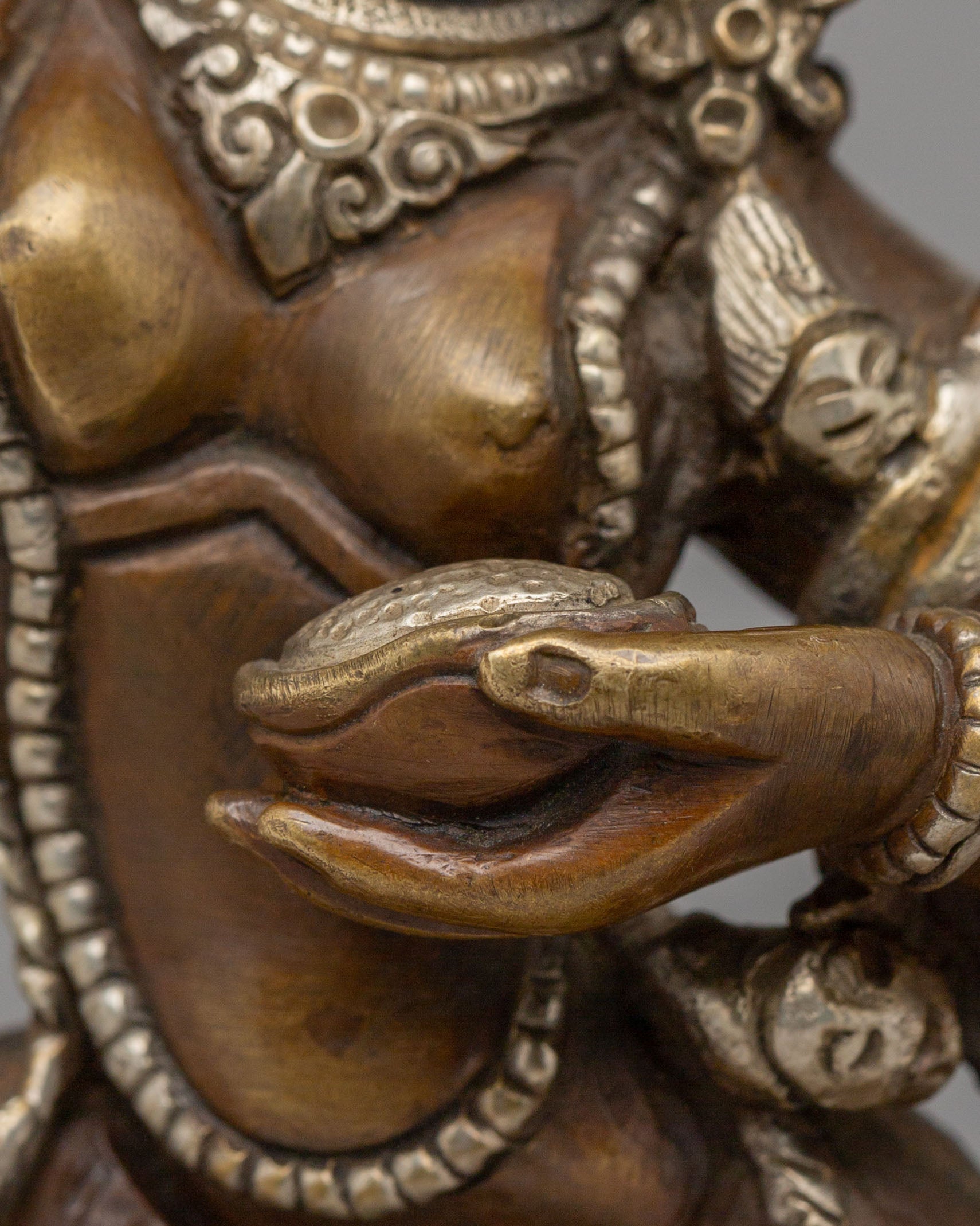 Himalayan Dorje Phagmo Deity Statue | Silver Plated Tibetan Altar Decor