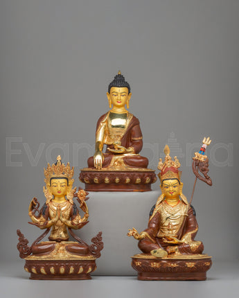 Handcrafted Buddha Dharma Sangha Set Statue