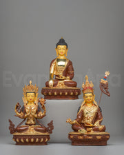 Handcrafted Buddha Dharma Sangha Set Statue
