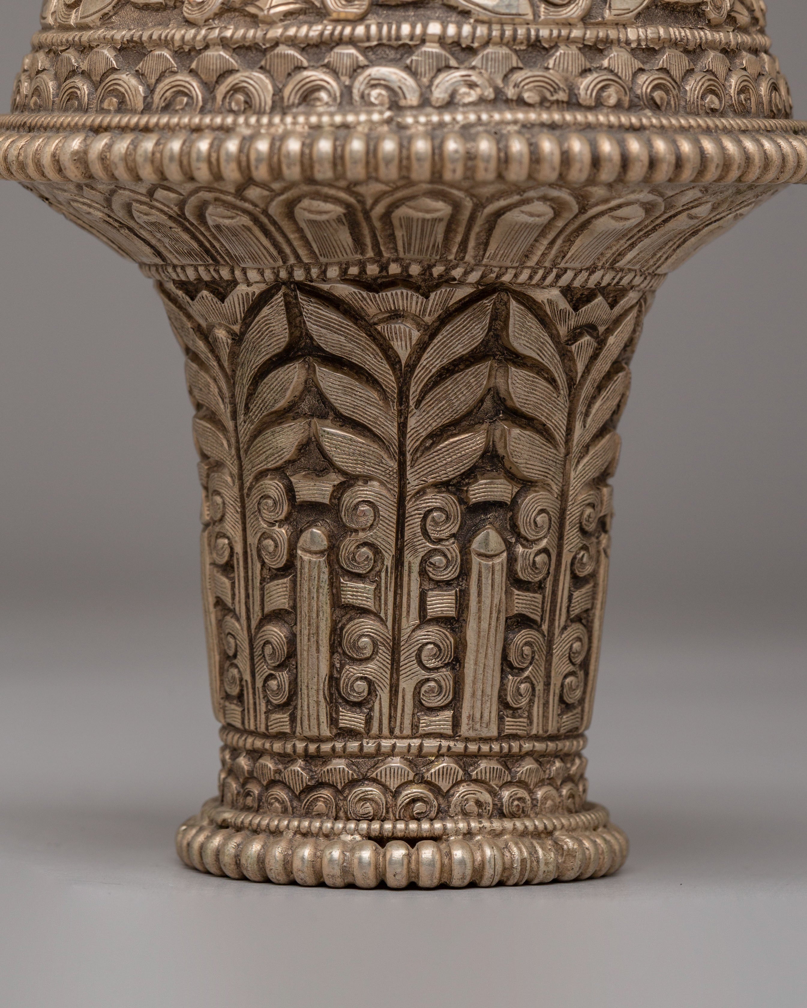 Brocade stick Caps for Thangkas - Oxidized Copper Body