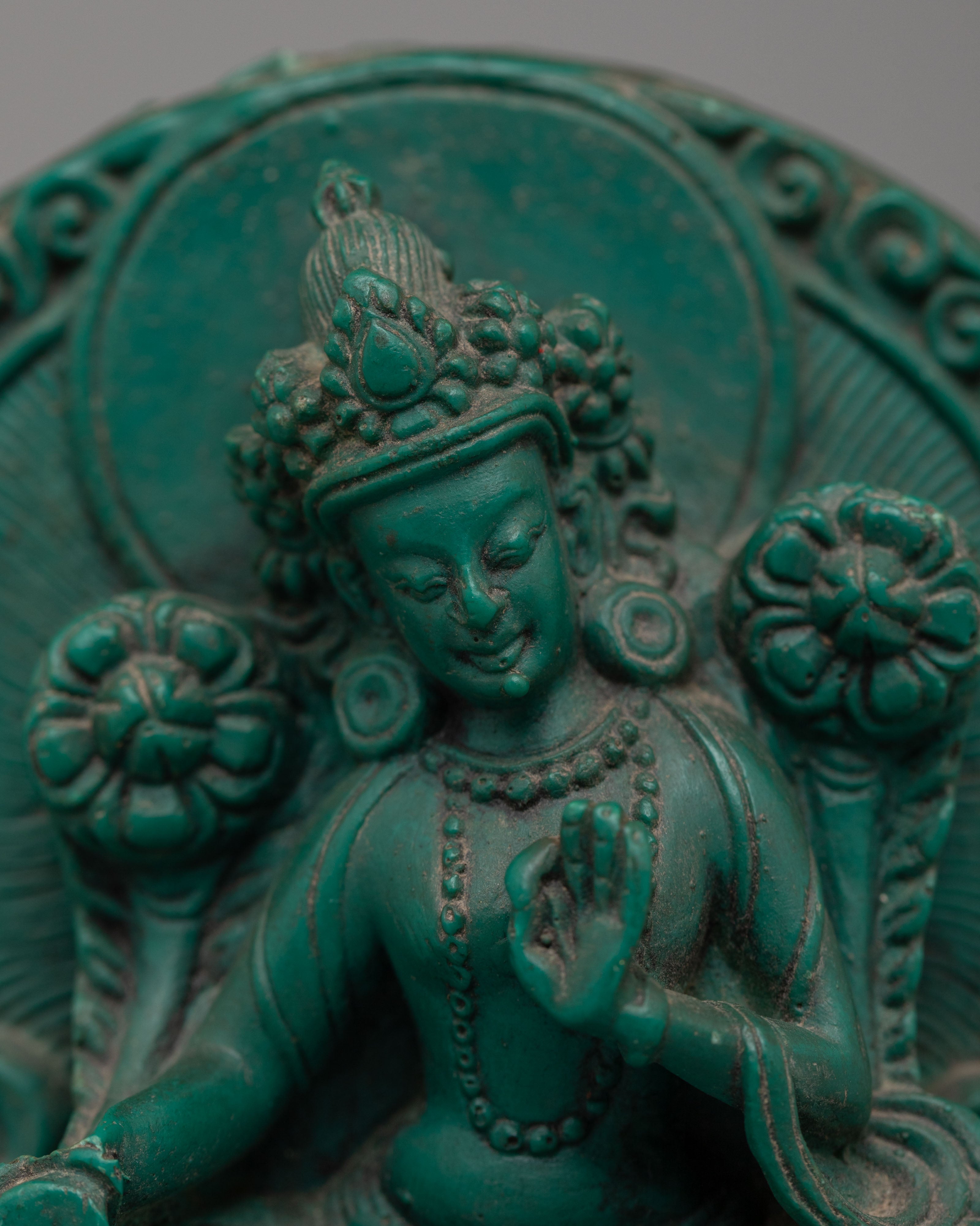 Spiritual Green Tara Sacred Sculpture | Himalayan Artwork for Meditation & Blessings