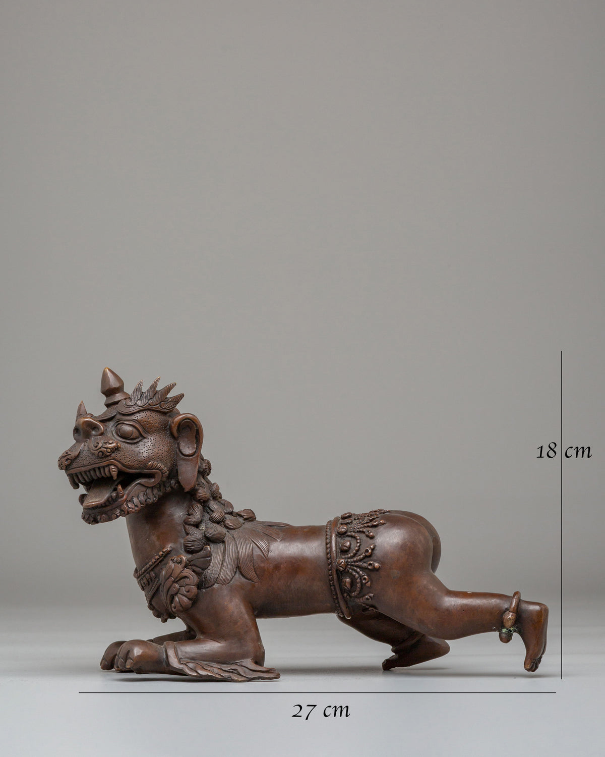 Guardian Lion Set Sculpture | Oxidized Copper Buddhist Protector Statues