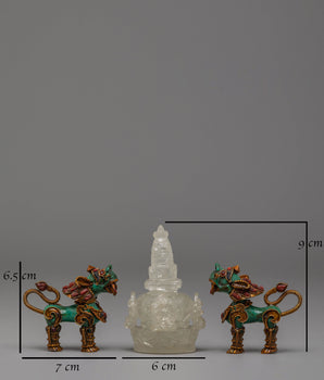 Stupa and Lion Set for Decor | Symbol of Protection