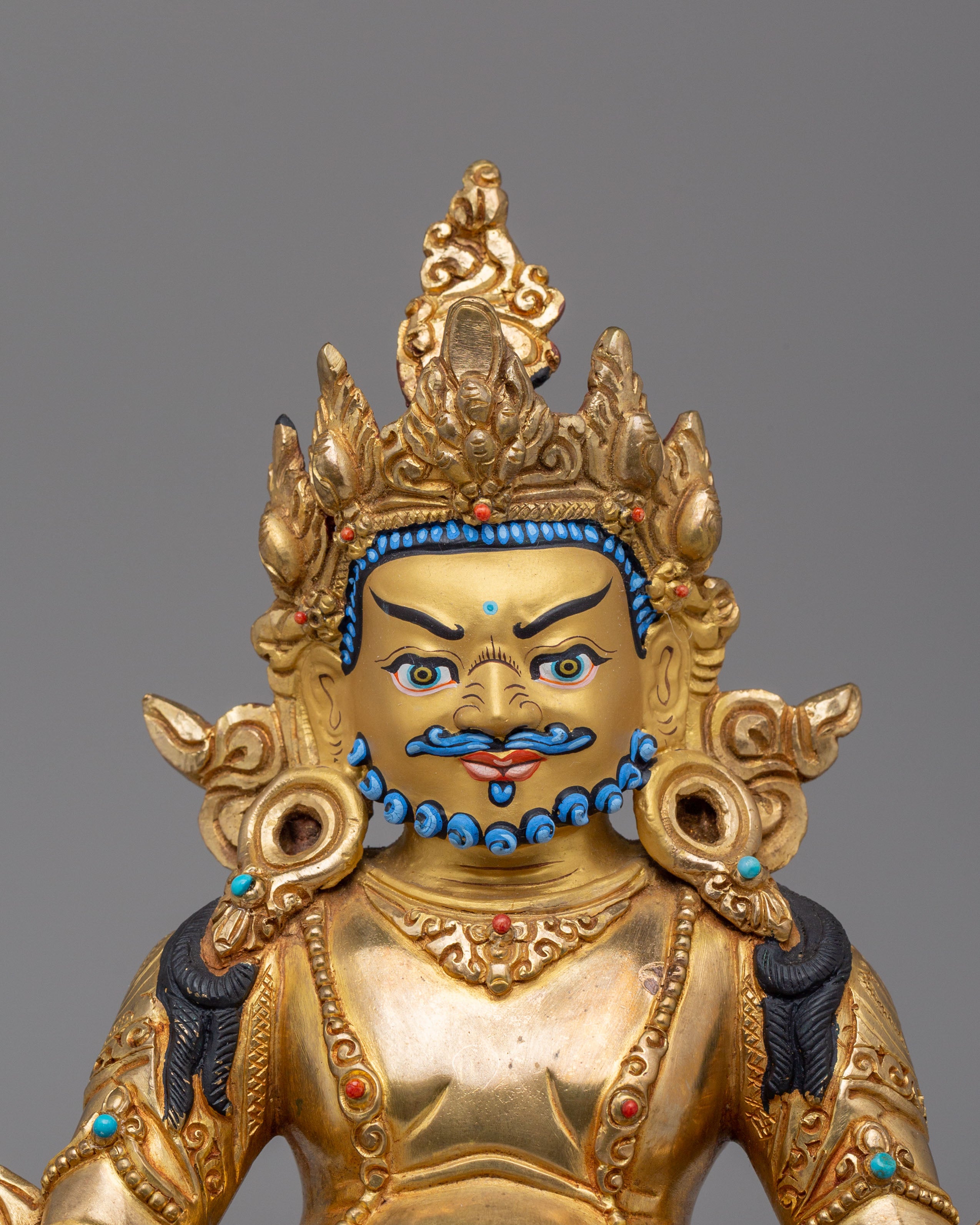 Buddhist God of Wealth Dzambhala Statue | Gold-Plated Copper Artwork