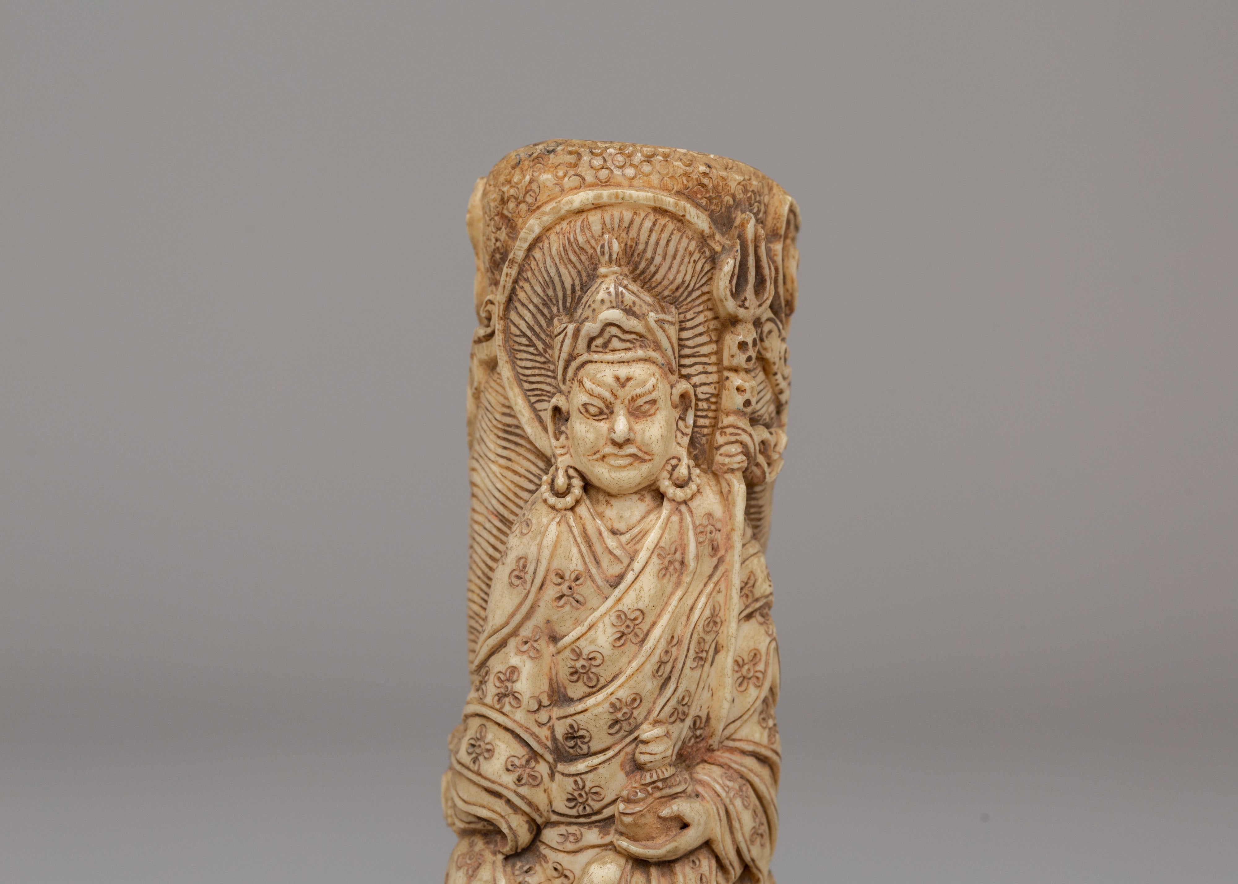 Traditional Guru Rinpoche Bone Sculpture | Spiritual Decor