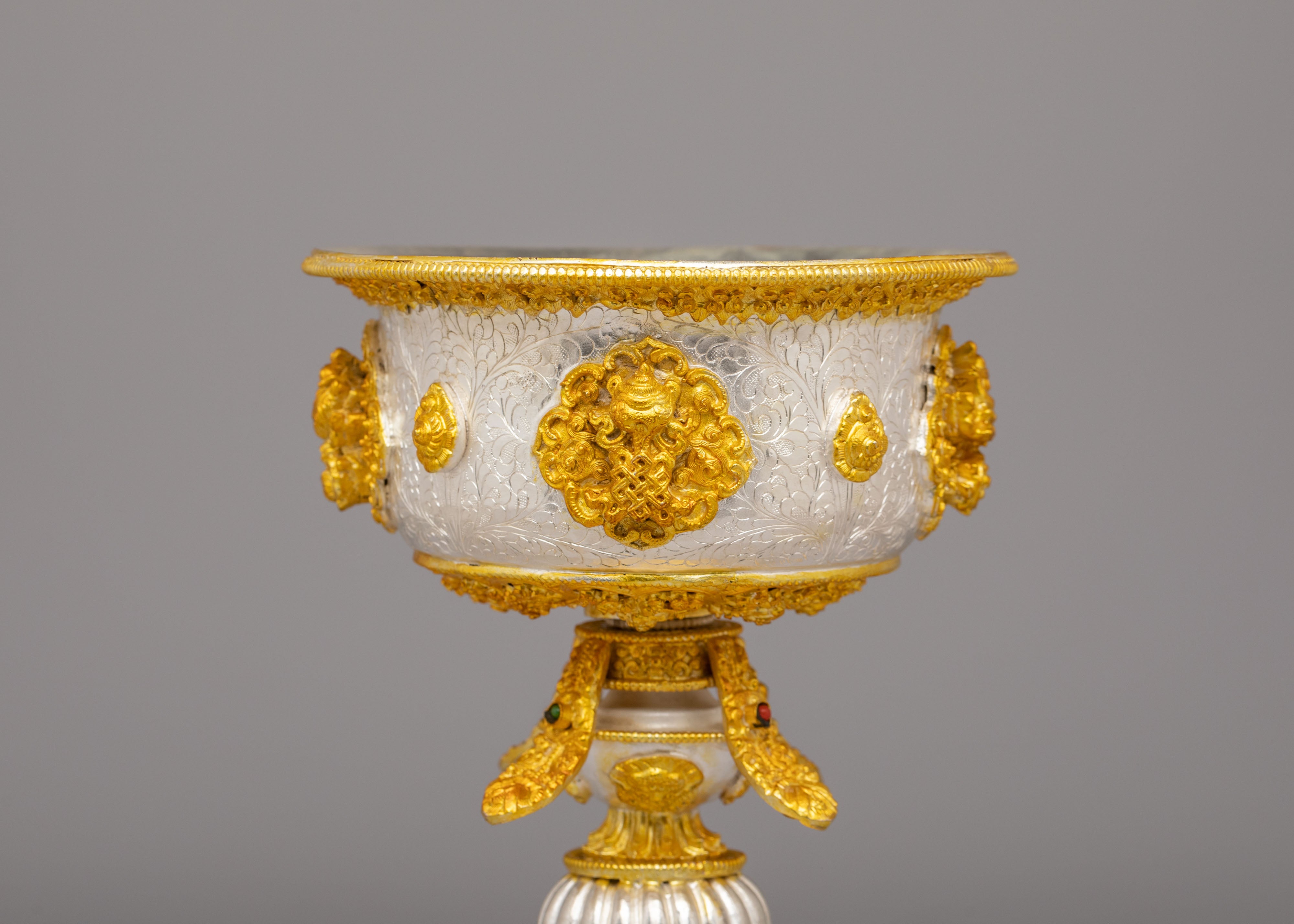 Handmade Ritual Butter Lamp Set | Silver Gold Plated Lamps for Altar Decor
