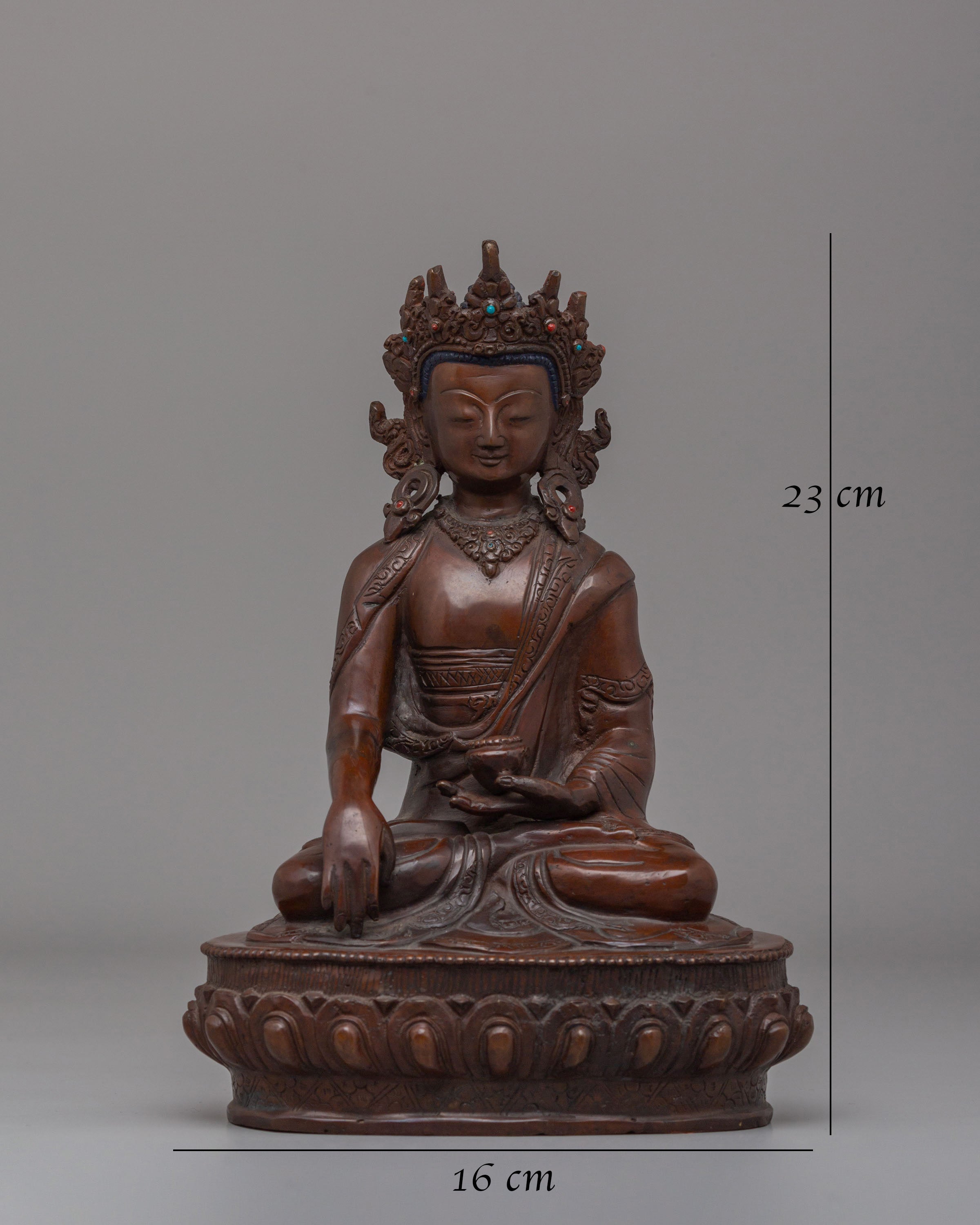 Traditional Crowned Buddha Statue | Tibetan Copper Buddha Statue
