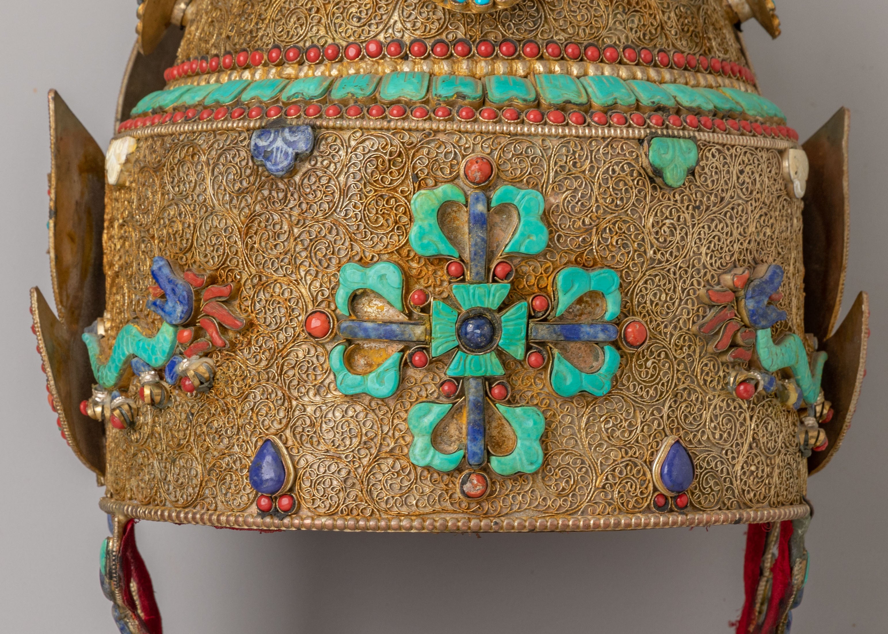 Himalayan Ceremonial Crown | Tibetan Ritual Headpiece for Monks and Spiritual Leaders