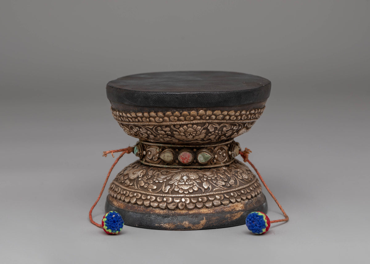 Handcrafted Damaru For Ritual Ceremonies | Spiritual Altar Artwork