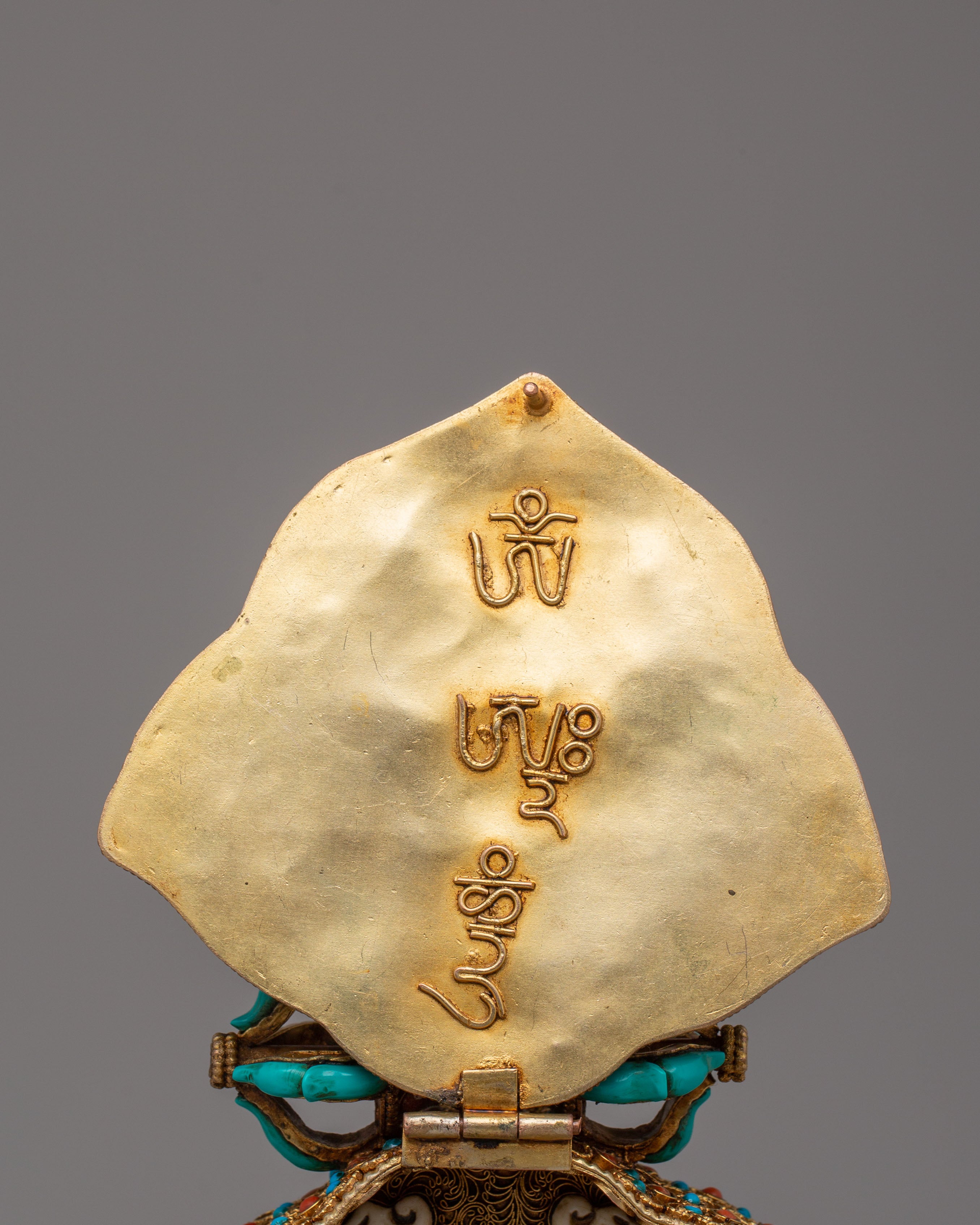 Ganesha And Garuda Ghau Box Locket | Copper With Handcarved Gemstone