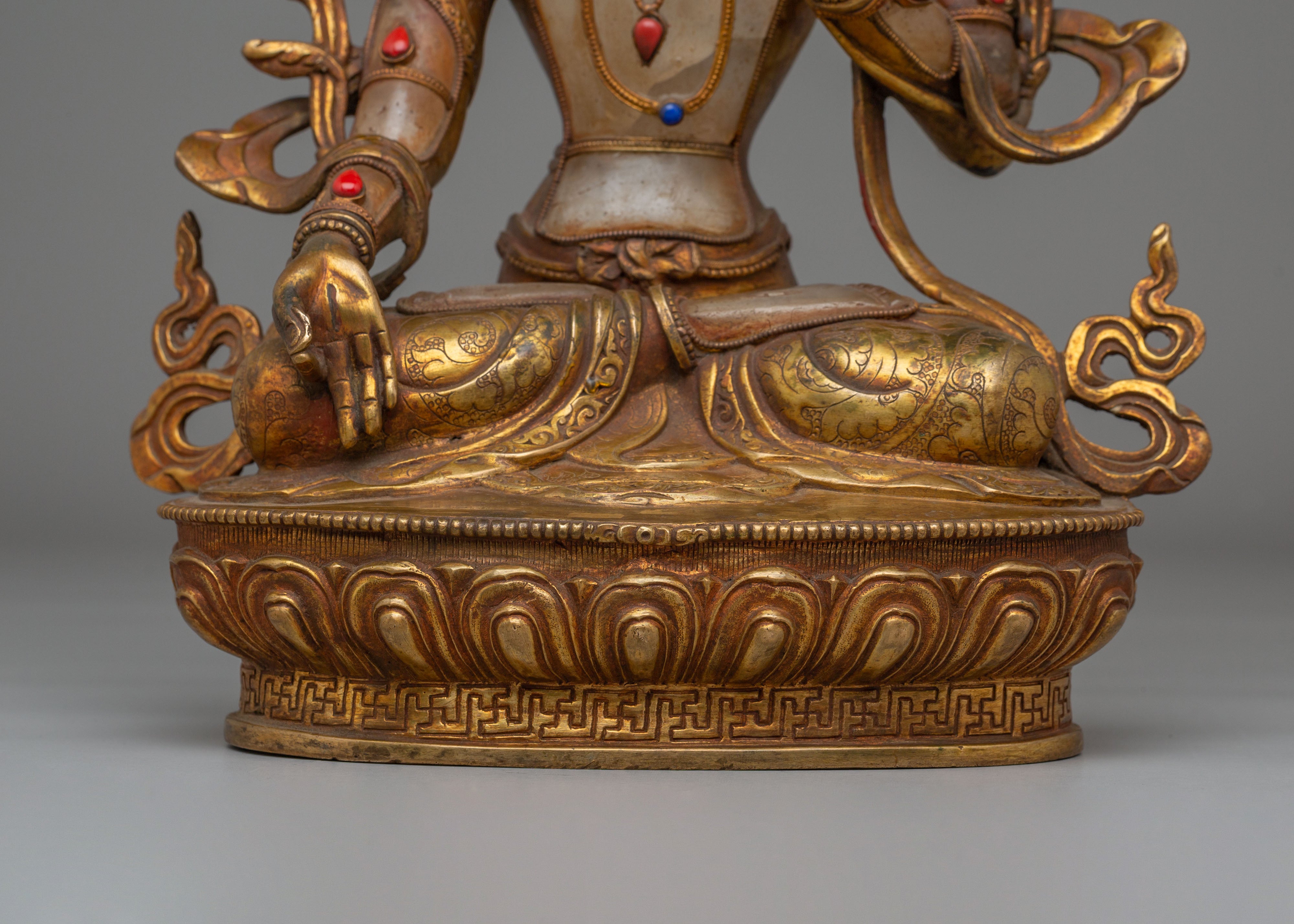 Spiritual Green Tara Decor Statue | Handcrafted Gemstone Figurine for Meditation