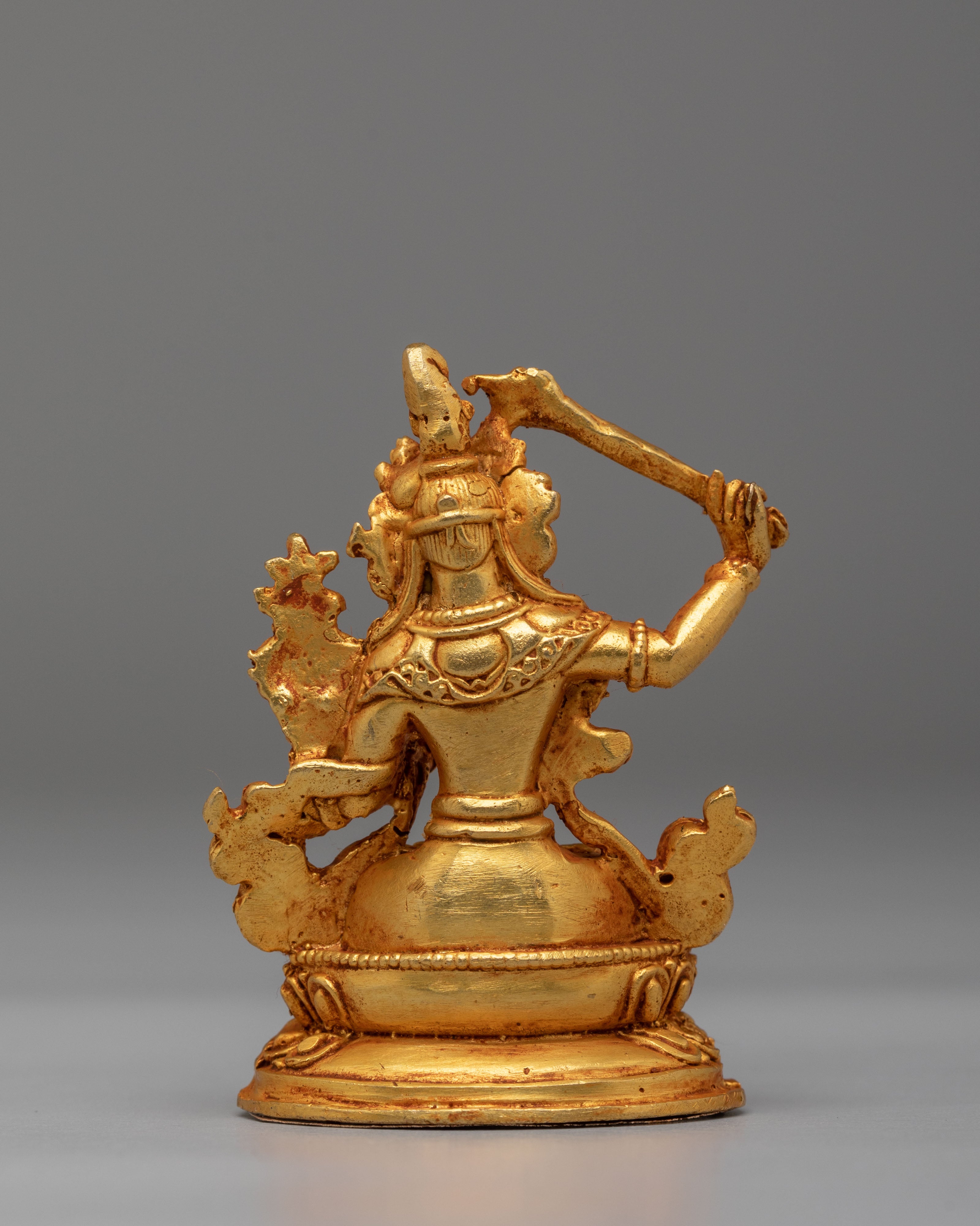Himalayan Manjushri Statue | Gold Plated Copper Buddhist Wisdom Deity