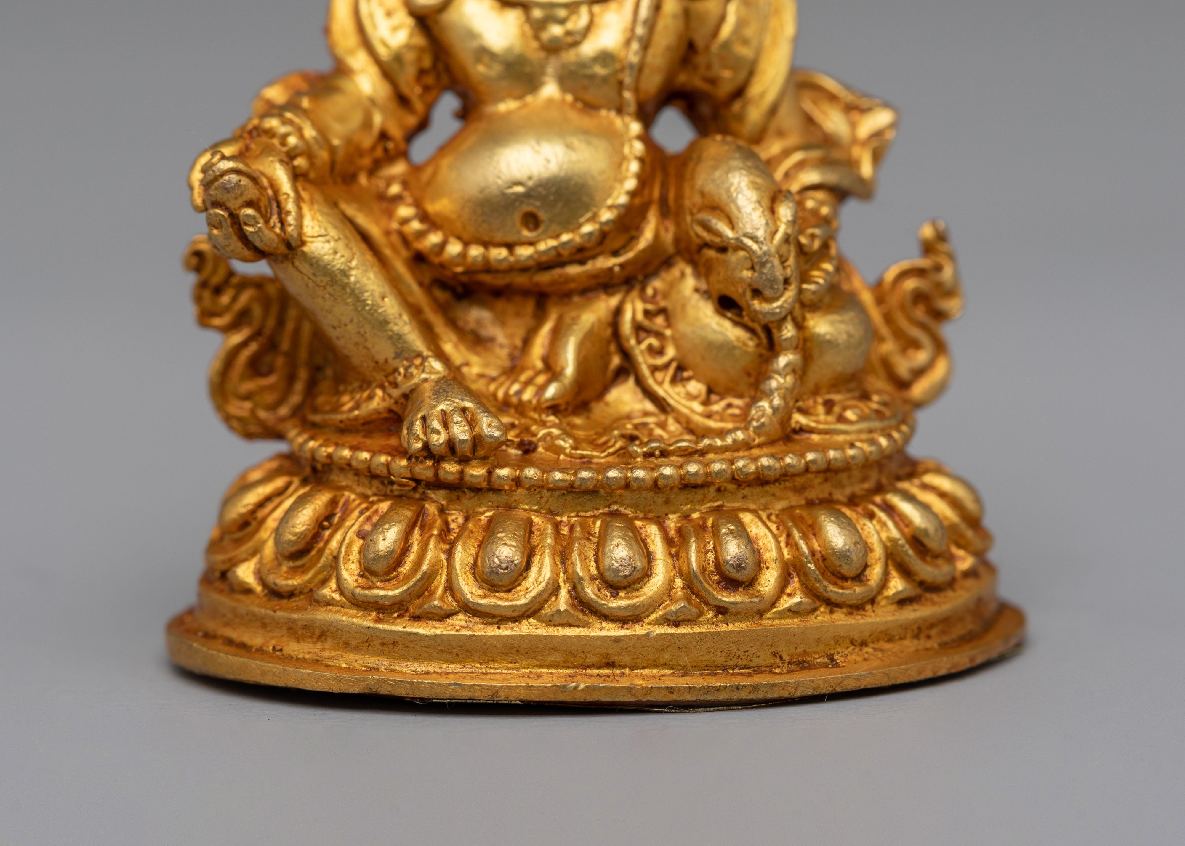 Dzambhala Wealth Deity Altar Statue | Gold-Plated Copper Statue