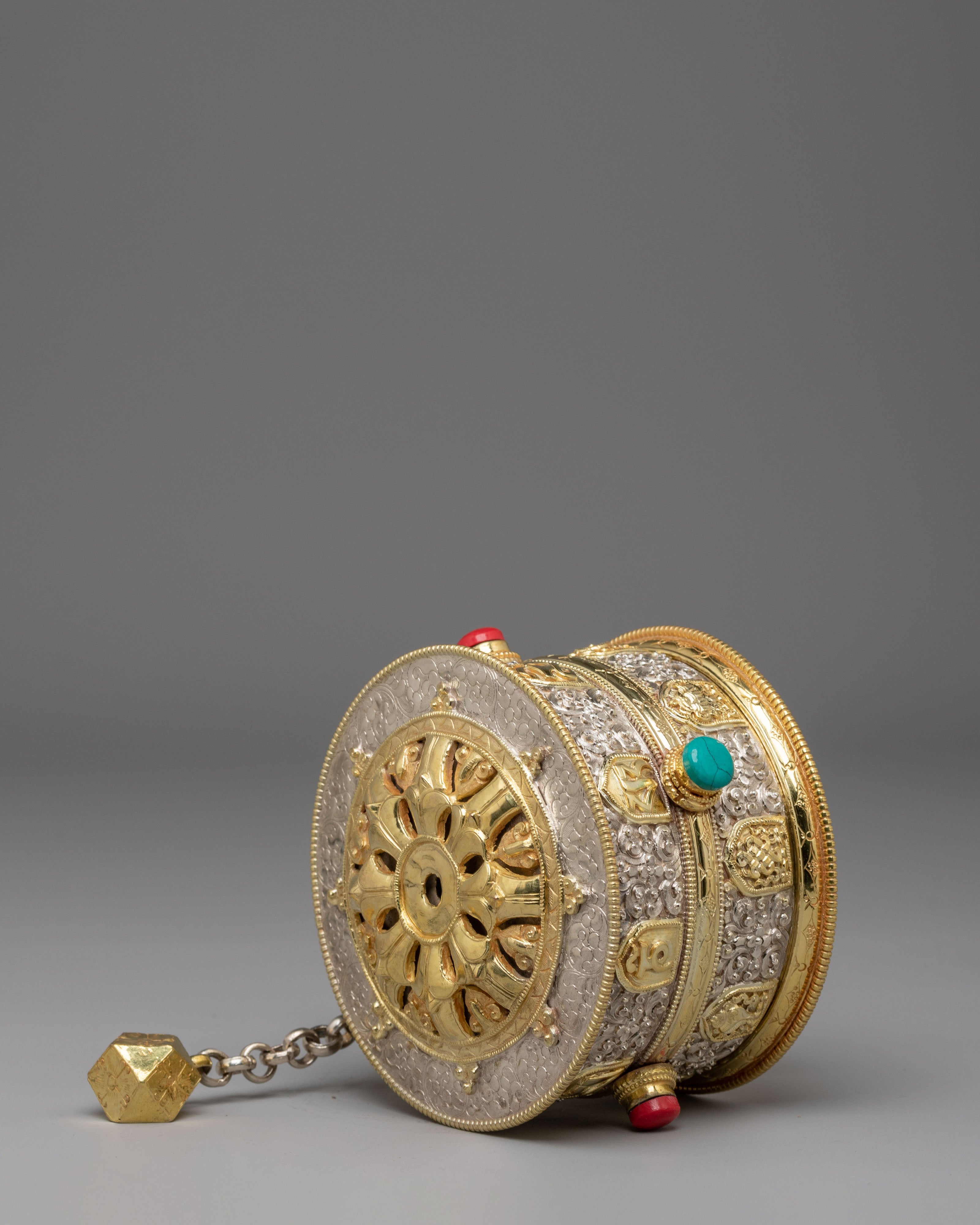 Mantra Carved Prayer Wheel | Tibetan Buddhist Ritual Artwork