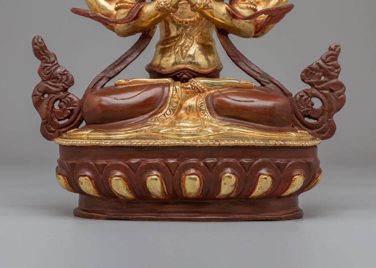 Sacred Tibetan Chenrezig Altar Figurine | Compassionate Bodhisattva Statue