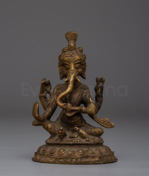 Handmade Hindu Deity Ganesha Brass Statue