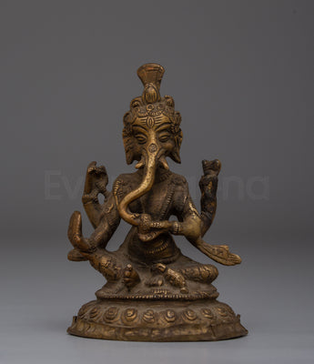 Handmade Hindu Deity Ganesha Brass Statue