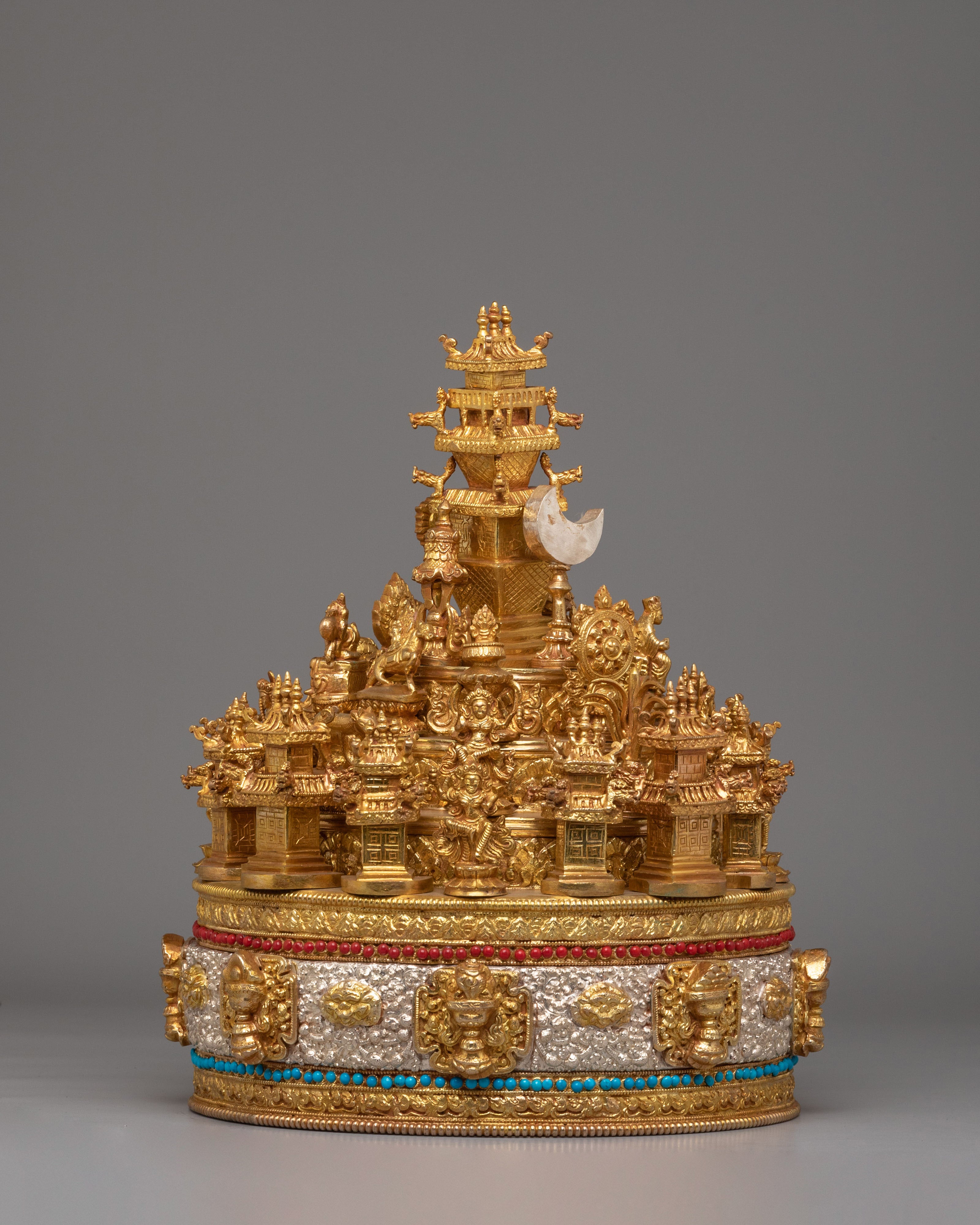 Himalayan Mandala Offering for Ritual Practice | Gold Plated Buddhist Altar Piece