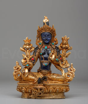 Green Tara Statue : Female Deity of Love and Compassion