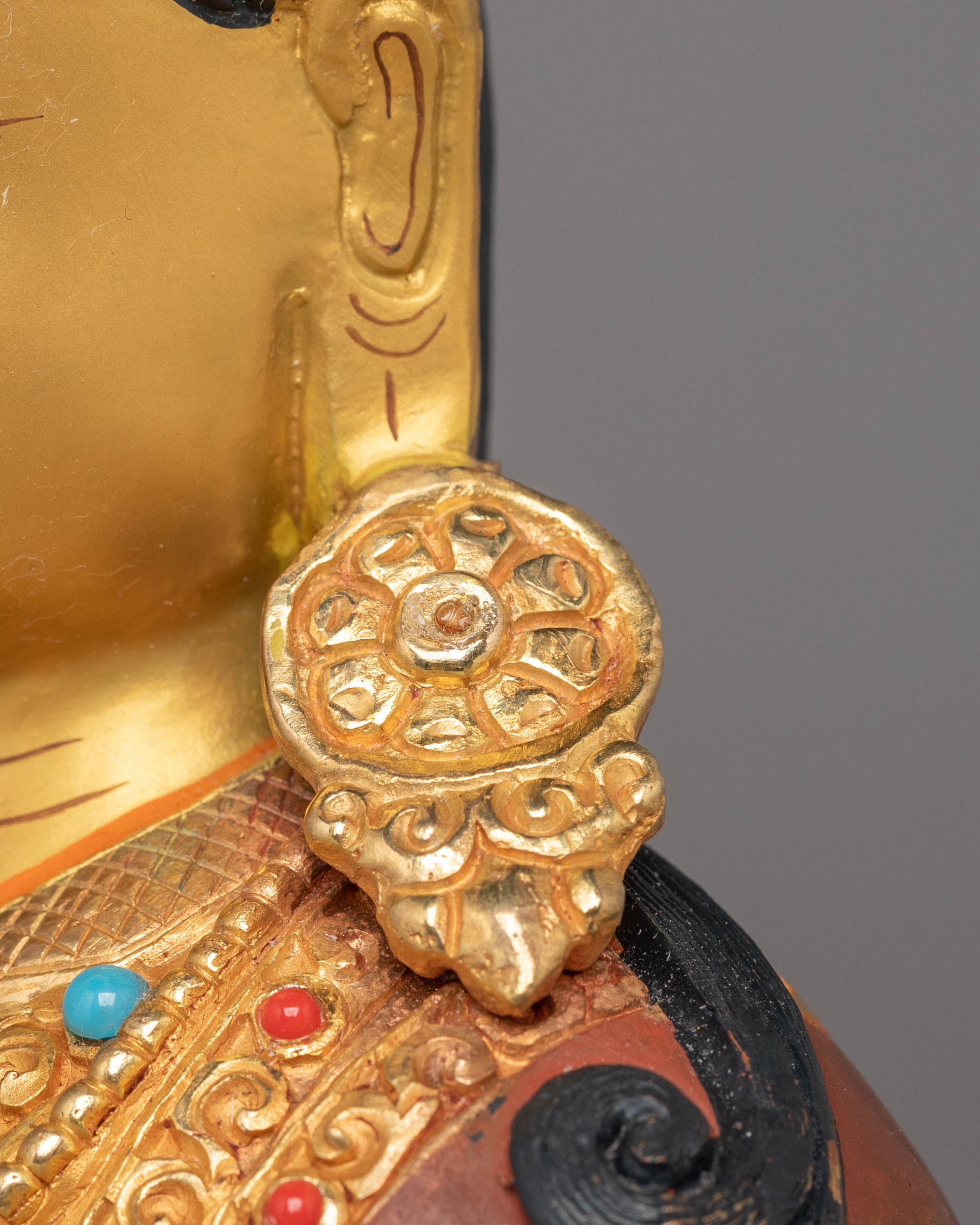 Guru Rinpoche Buddhist Master Statue | 24K Gold Plated Tibetan Art