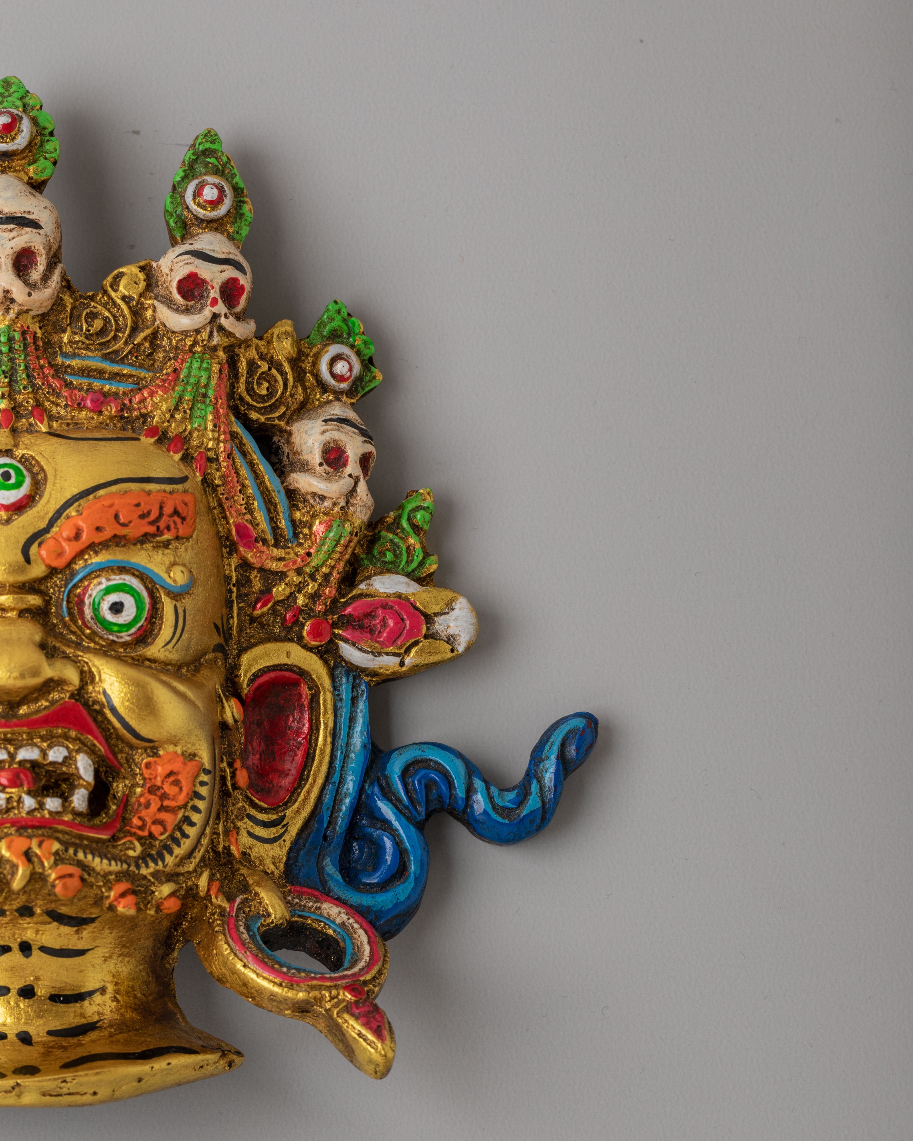 Handcrafted Bhairav Wall Hanging | Wrathful Deity Protection Mask for Sacred Space