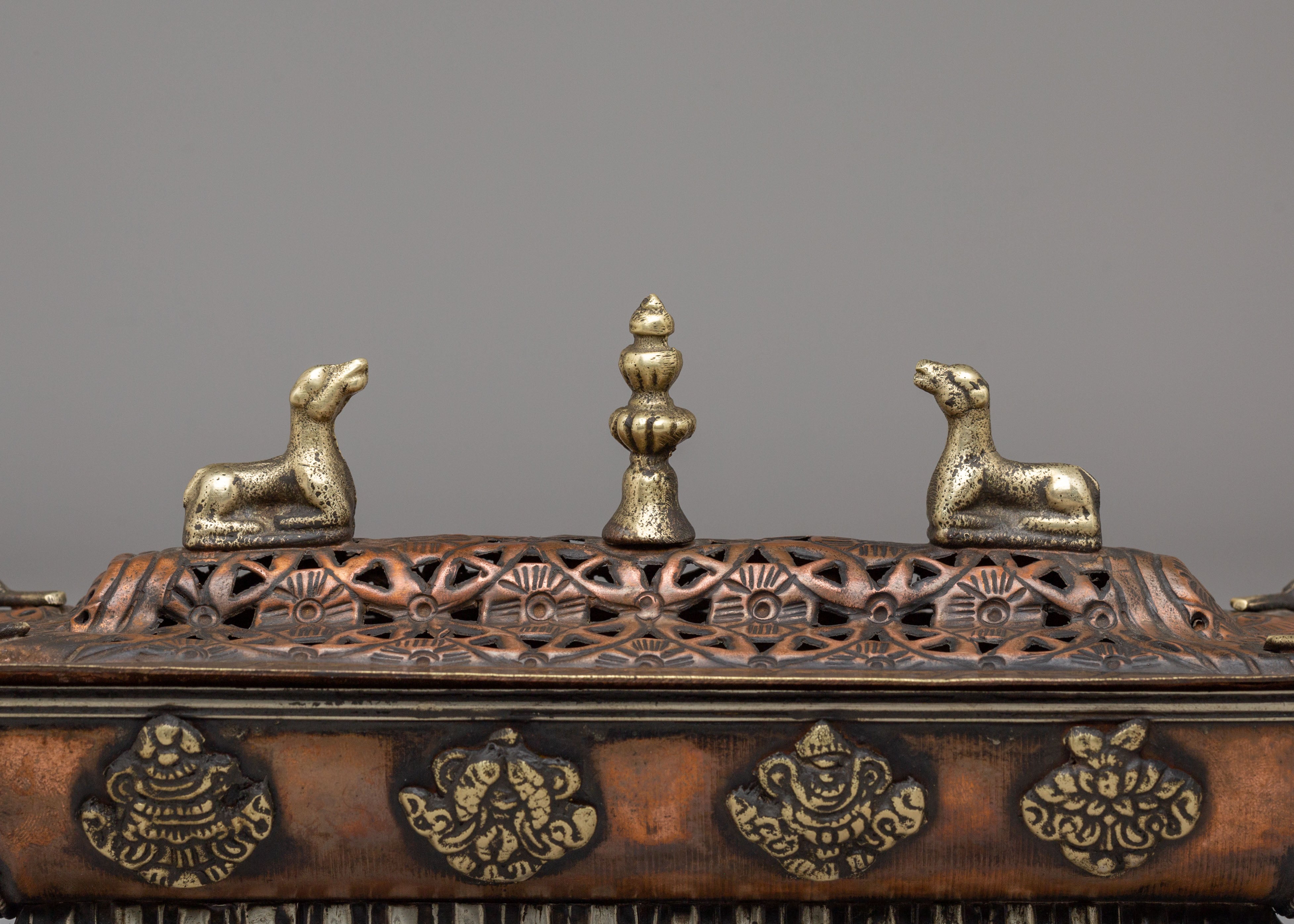 Handmade Buddhist Incense Burner | Copper Body with Electro Gold Plating