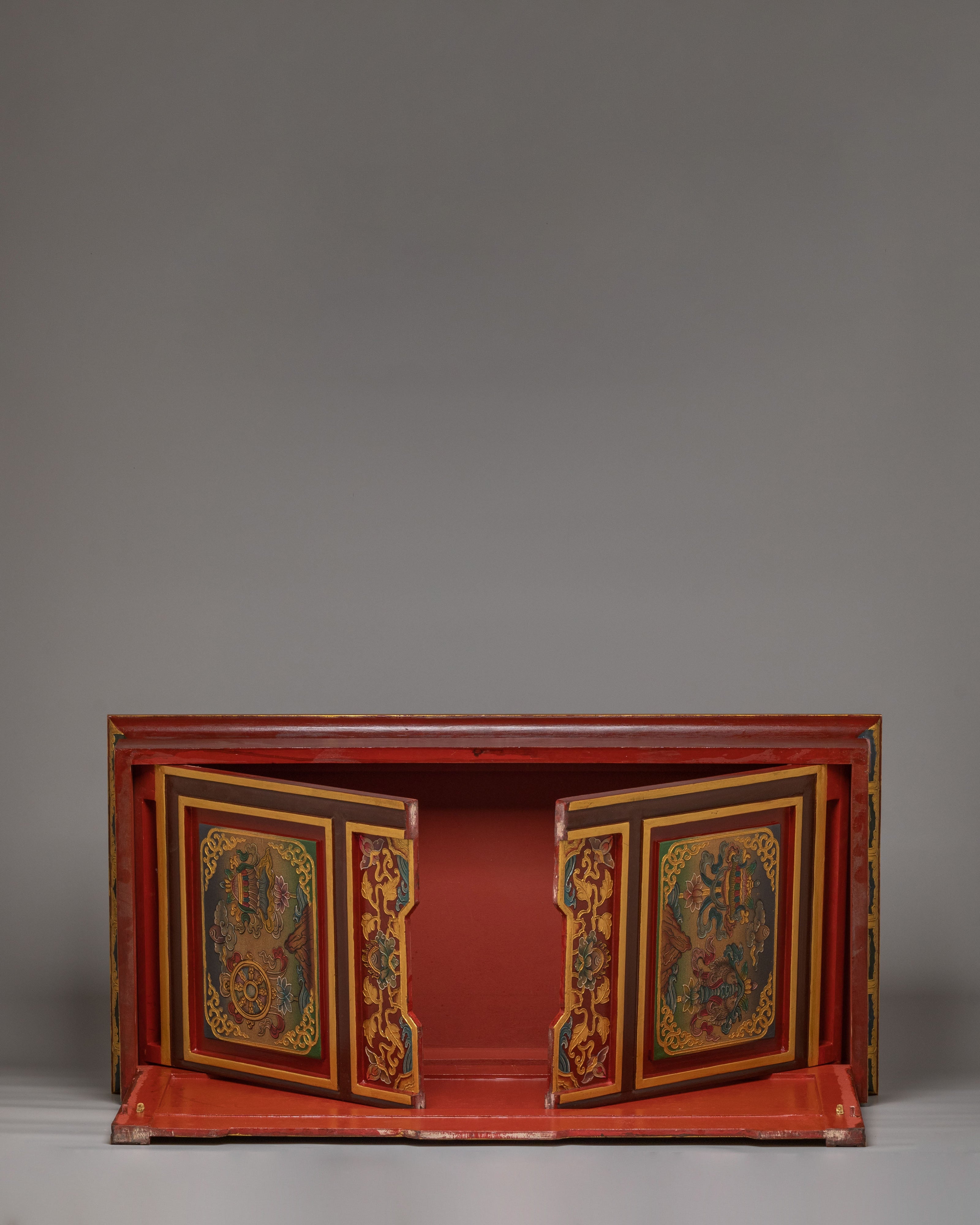 Sacred Tibetan Folding Table | Handcrafted Wooden Table for Meditation & Rituals