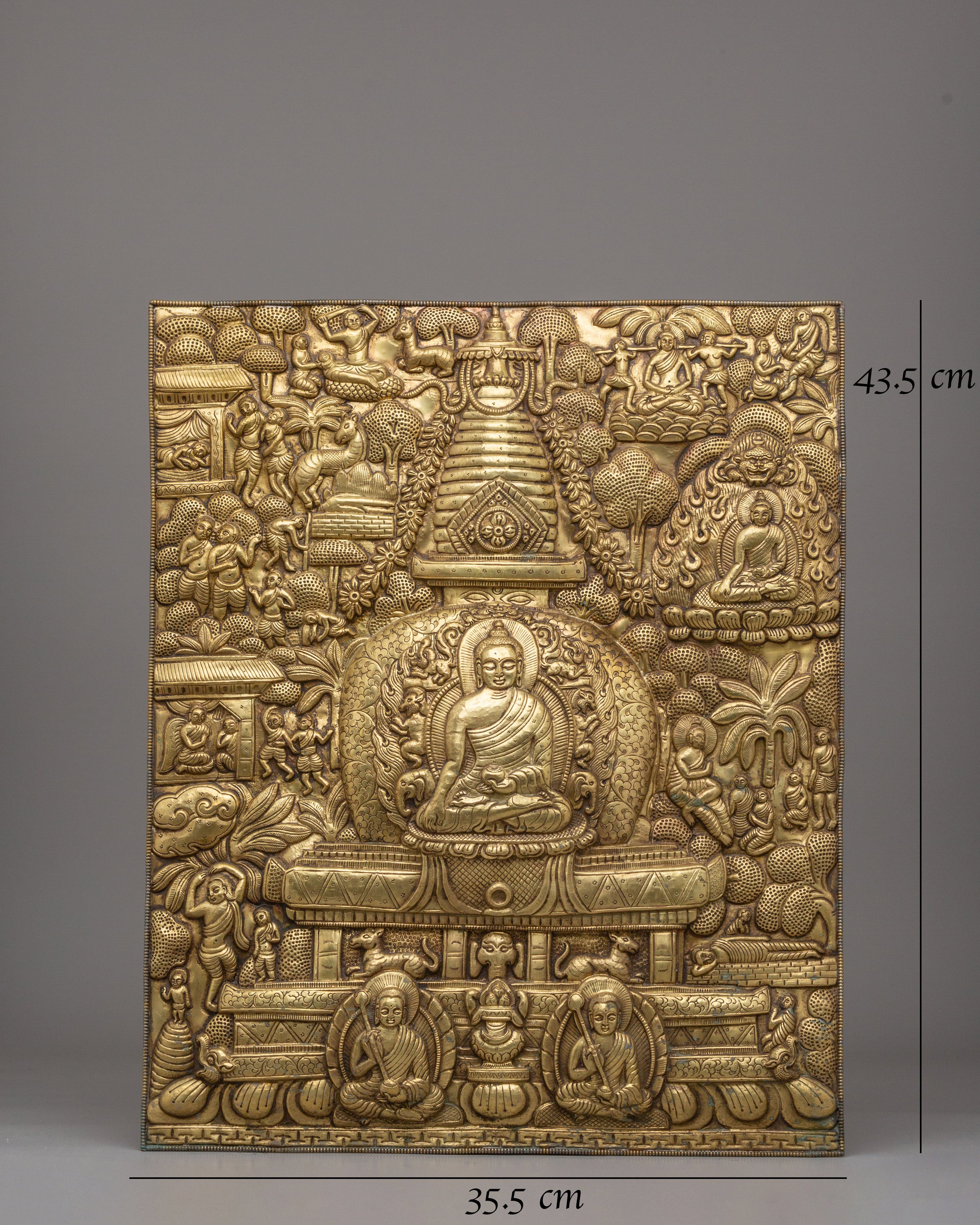 Handcrafted Buddha's Life Wall Hanging | Brass Wall Decor with Disciples