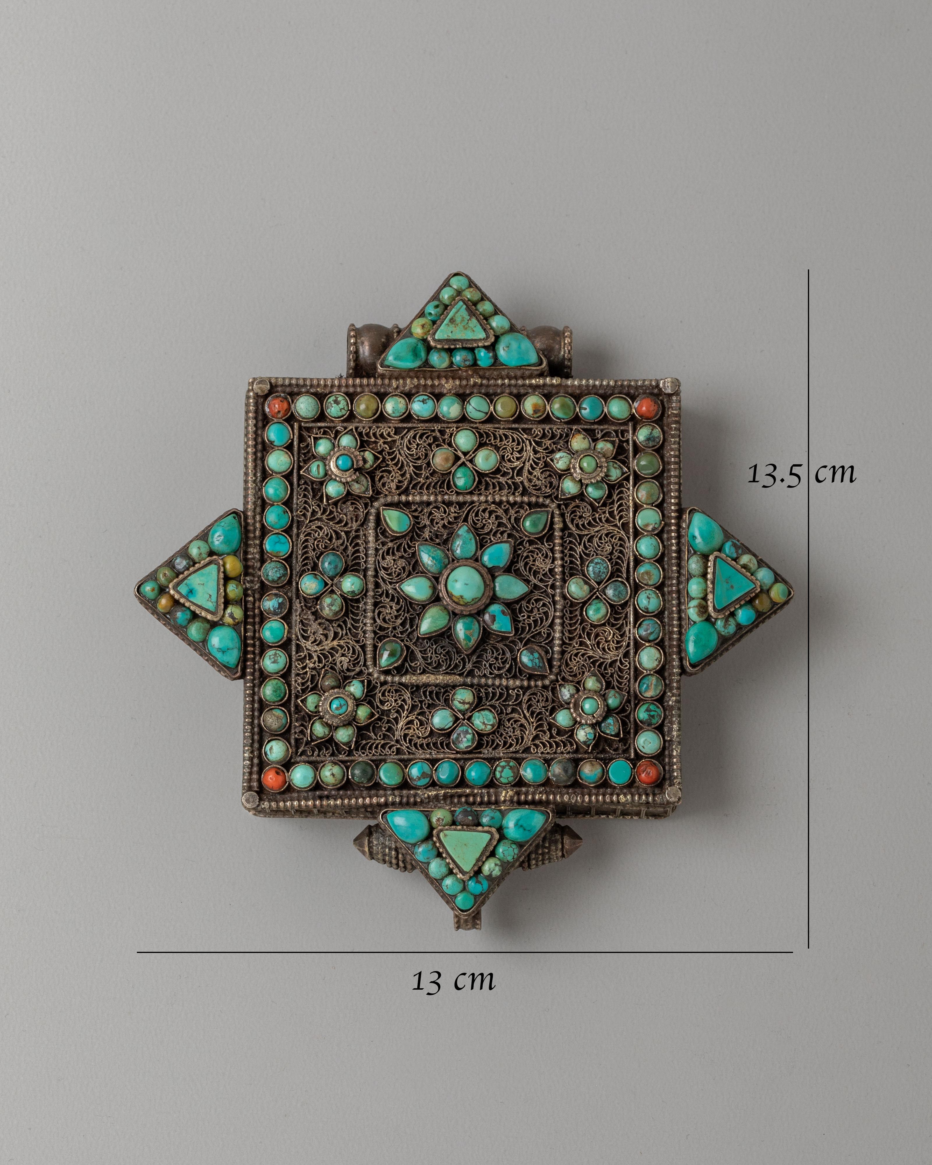White Metal Ghau Box Locket | Tibetan Buddhist Shrine Box